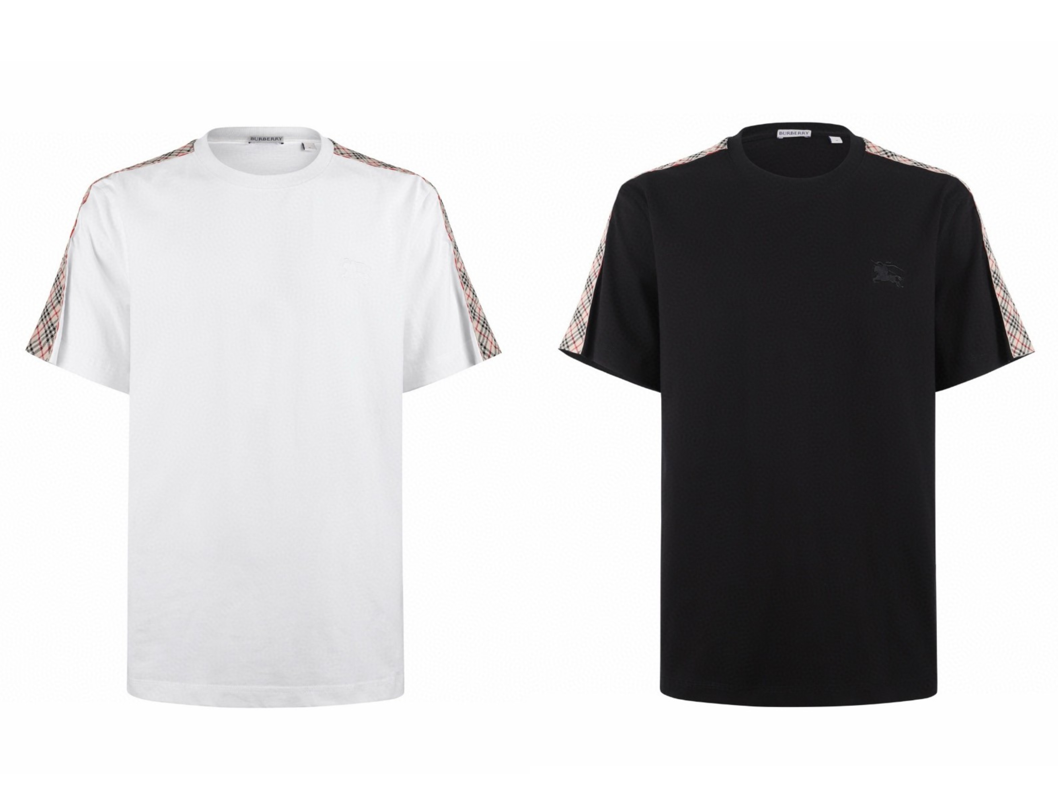 Burberry 巴宝莉肩带格纹装饰T恤 短袖 夏季 白色 黑色 A0 81062461
