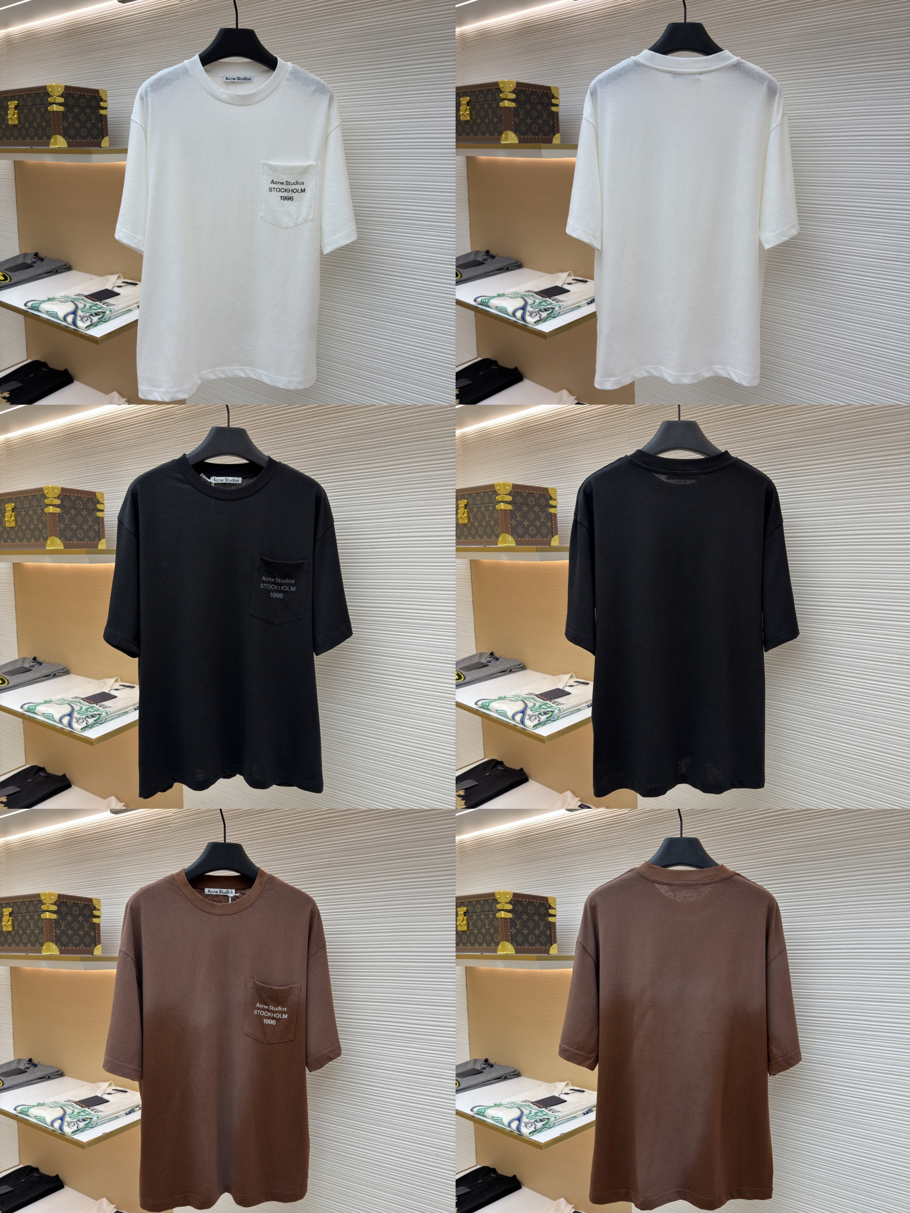 Acne Studios 徽标口袋圆领T恤 短袖 白色 黑色 棕色 A0 CL0414-900