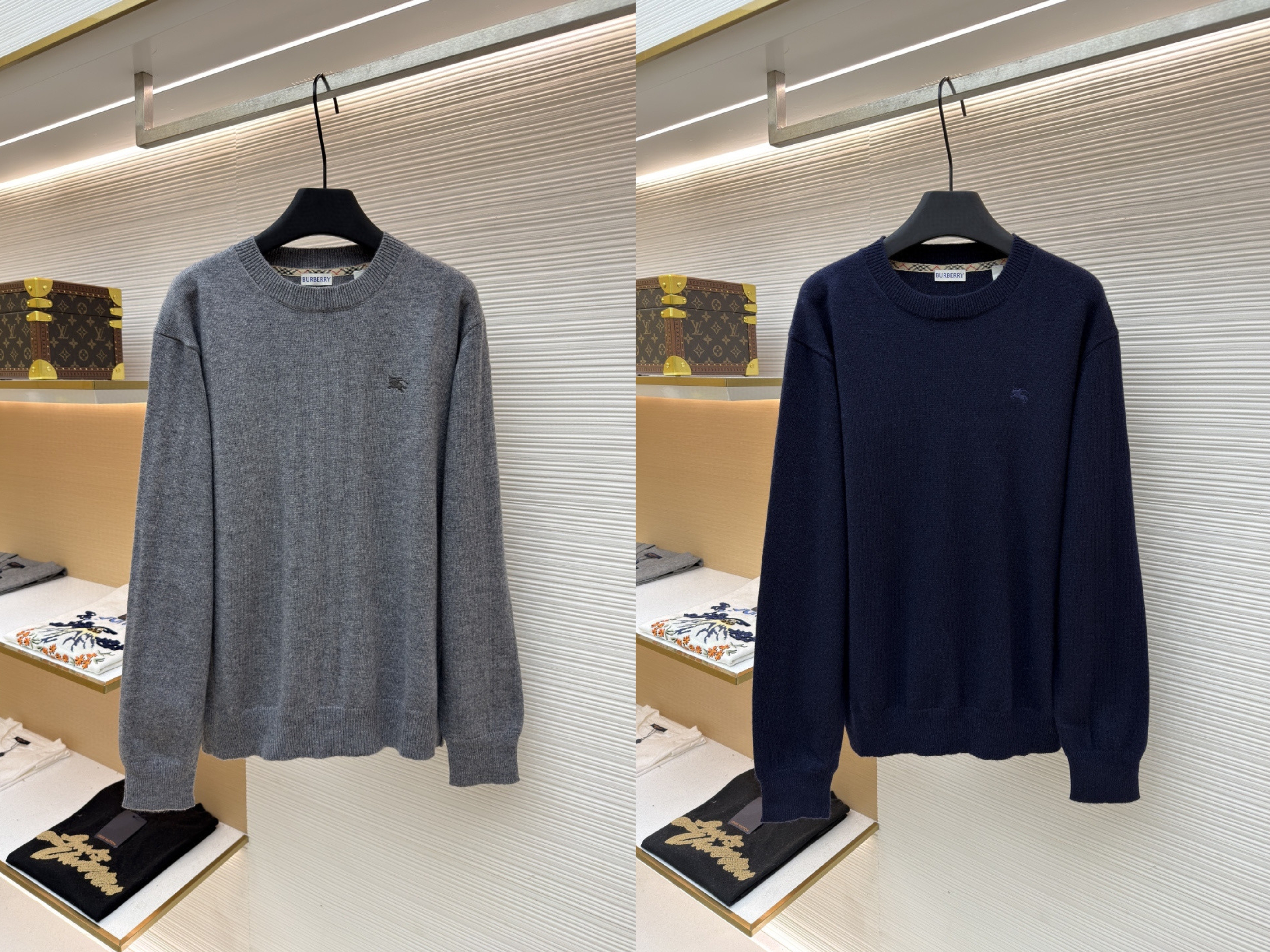 Burberry 巴宝莉 刺绣圆领针织衫 毛衣 长袖 外套 灰色 蓝色 B0 81130871