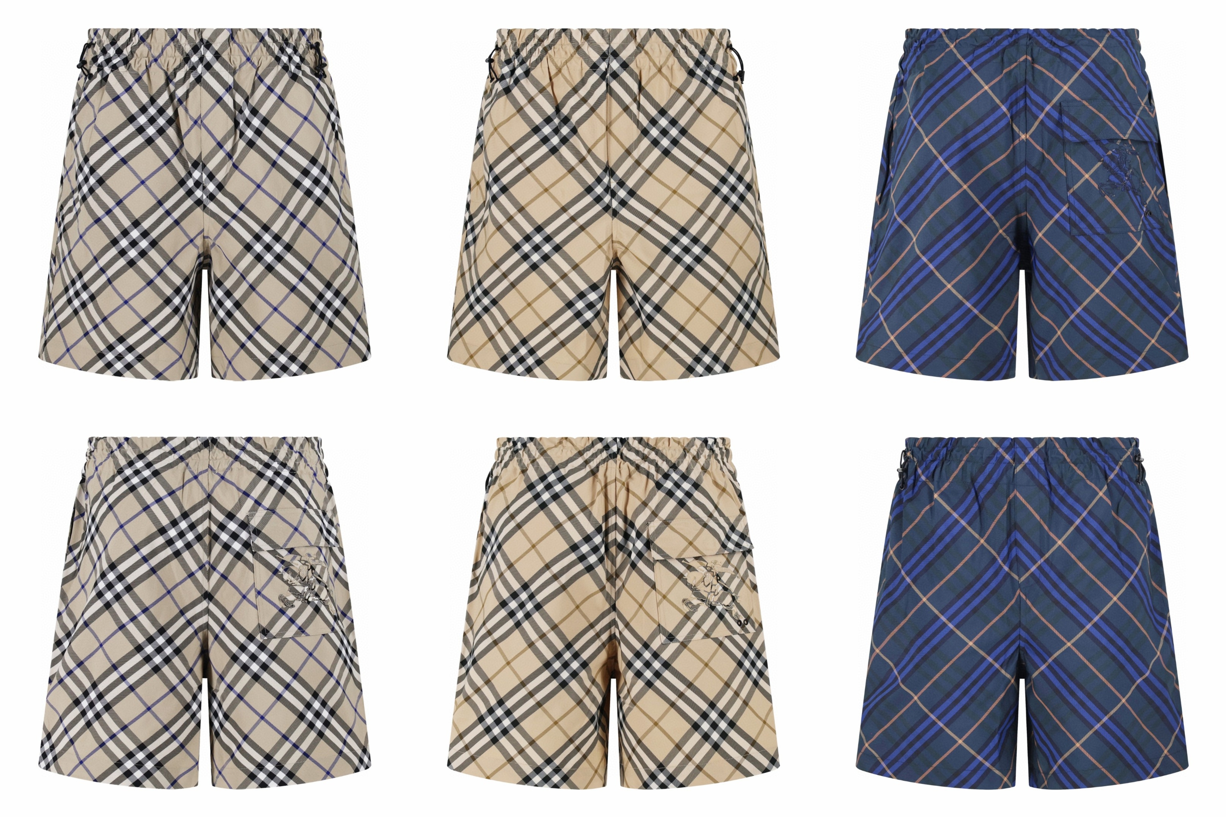 Burberry 巴宝莉 斜纹战马松紧腰沙滩短裤 裤子 五分裤 休闲裤 米色 卡其色 蓝色 A5 81055081