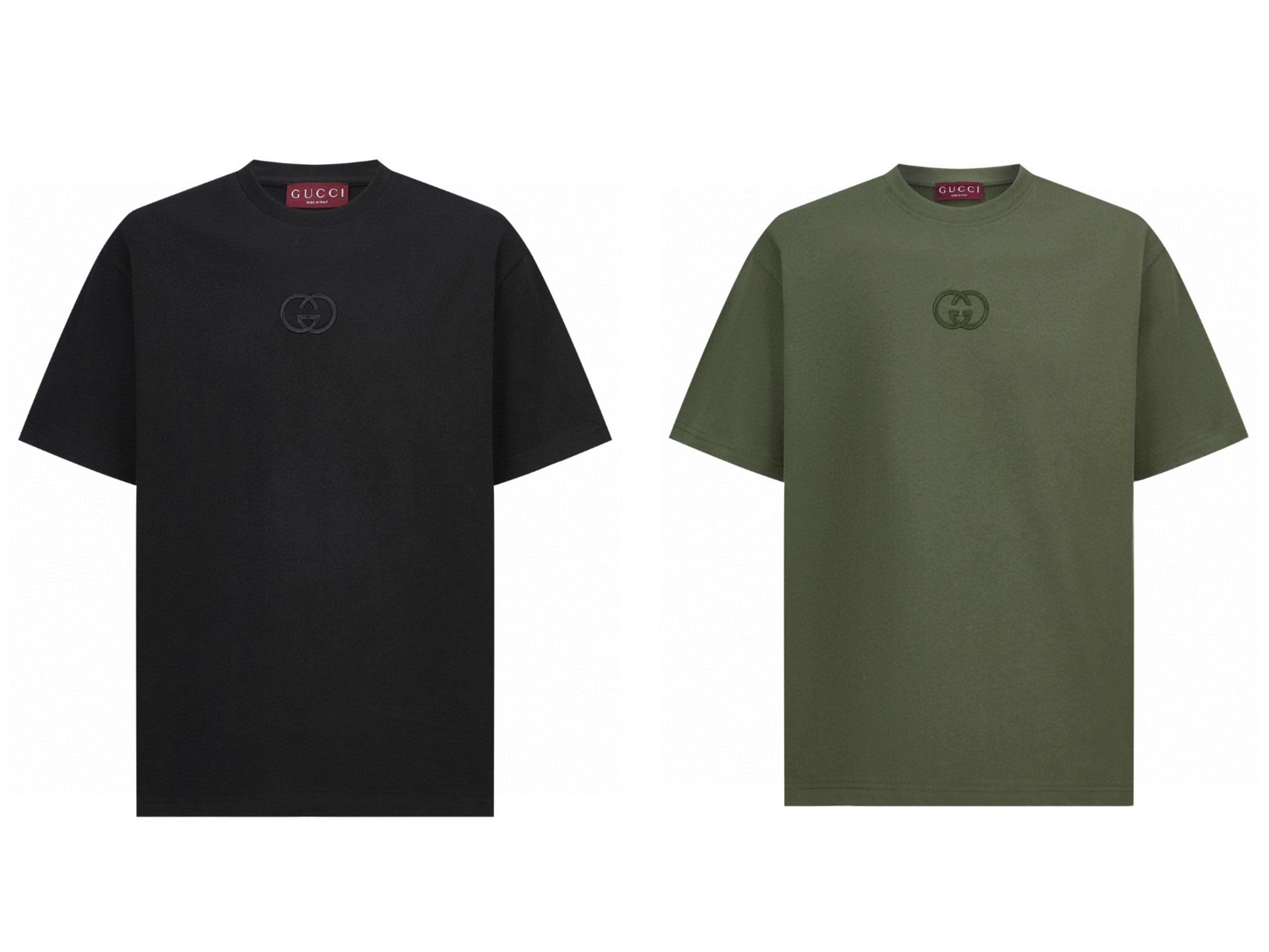 GUCCI 古驰 标识刺绣圆领短袖T恤 夏季 黑色 绿色 A0 854394-XJHN0-1043