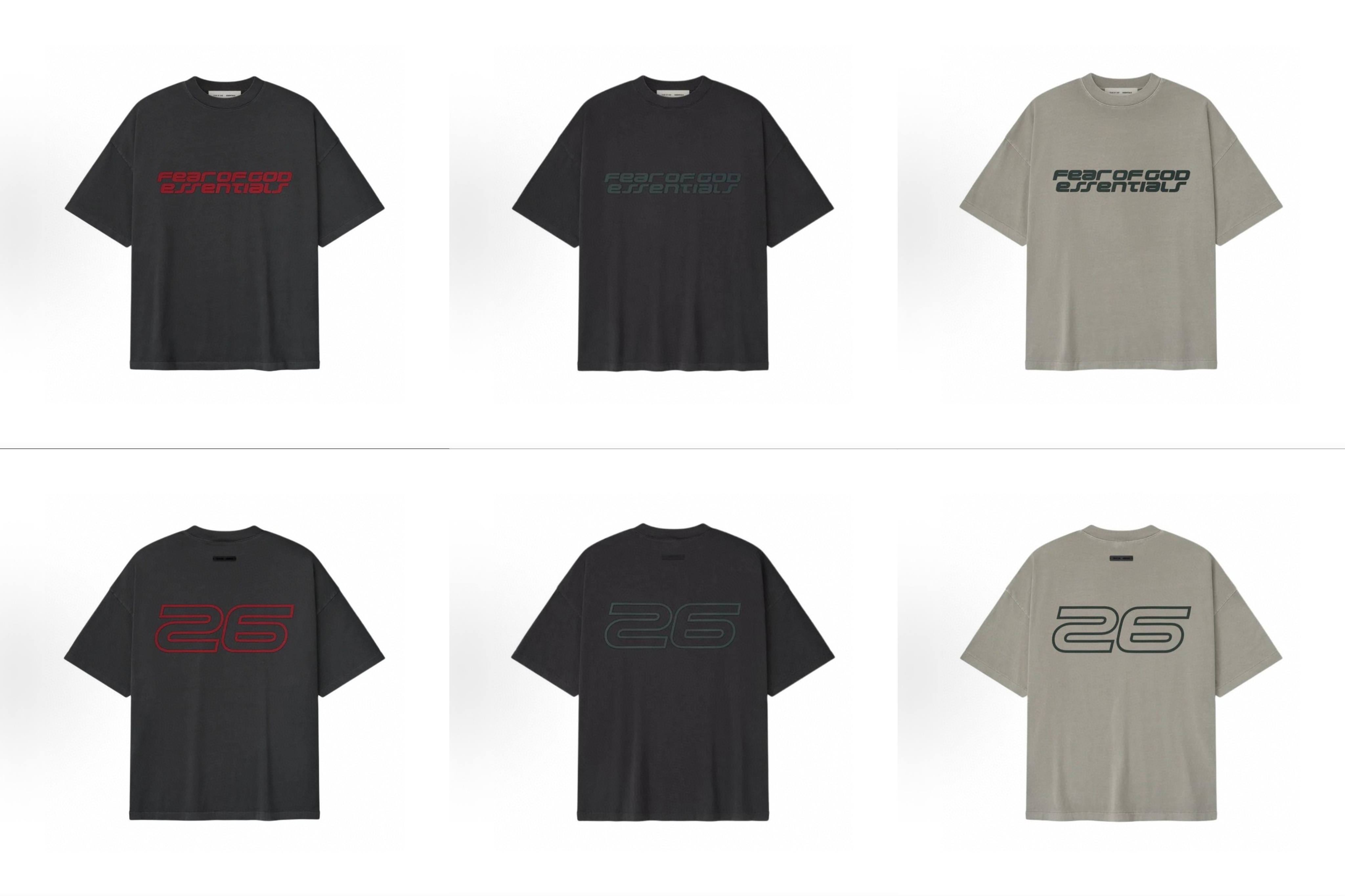 Fear of God Essentials 硅胶字母印花圆领短袖 T恤 男女同款 夏款 铁莫灰 复古黑 烟雾灰