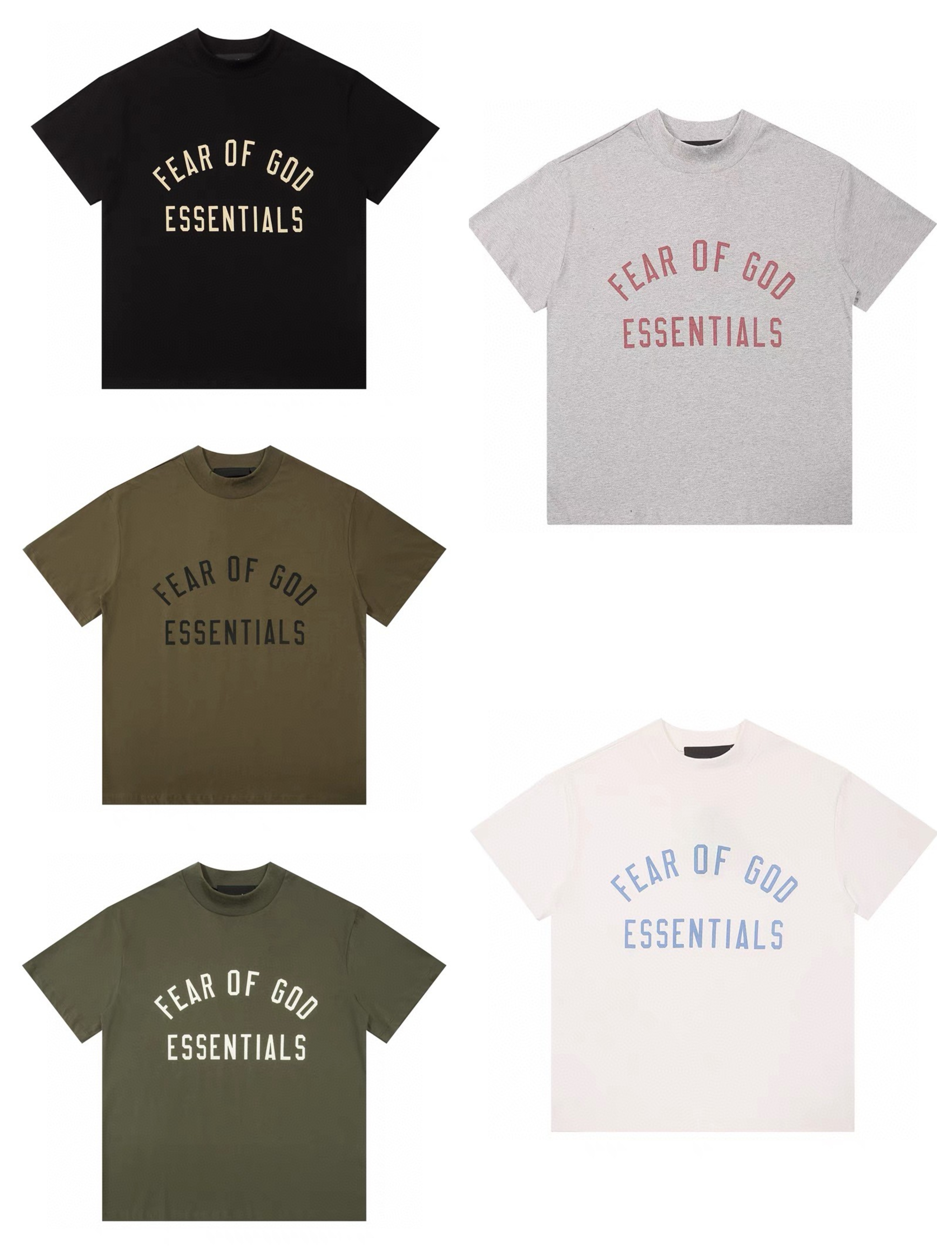 Fear of God Essentials BACK TO SCHOOL系列 字母印花圆领短袖 T恤 男女同款 夏款 曜石黑 橄榄绿 常青绿 燕麦灰 象牙白