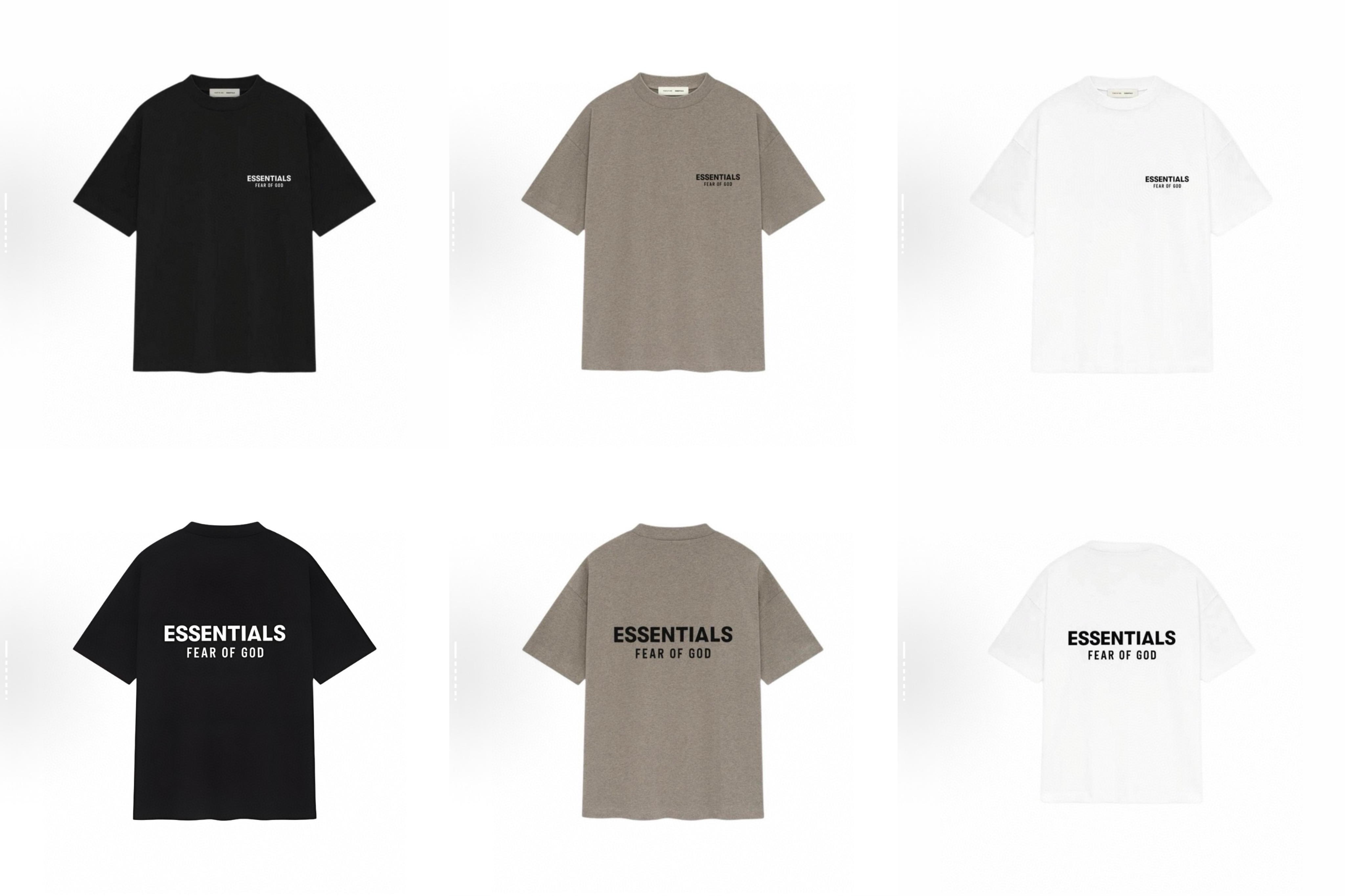 Fear of God Essentials ALWAYS ON系列 硅胶字母印花圆领短袖 T恤 男女同款 夏款 亮白色 亚瑟灰 玄青黑