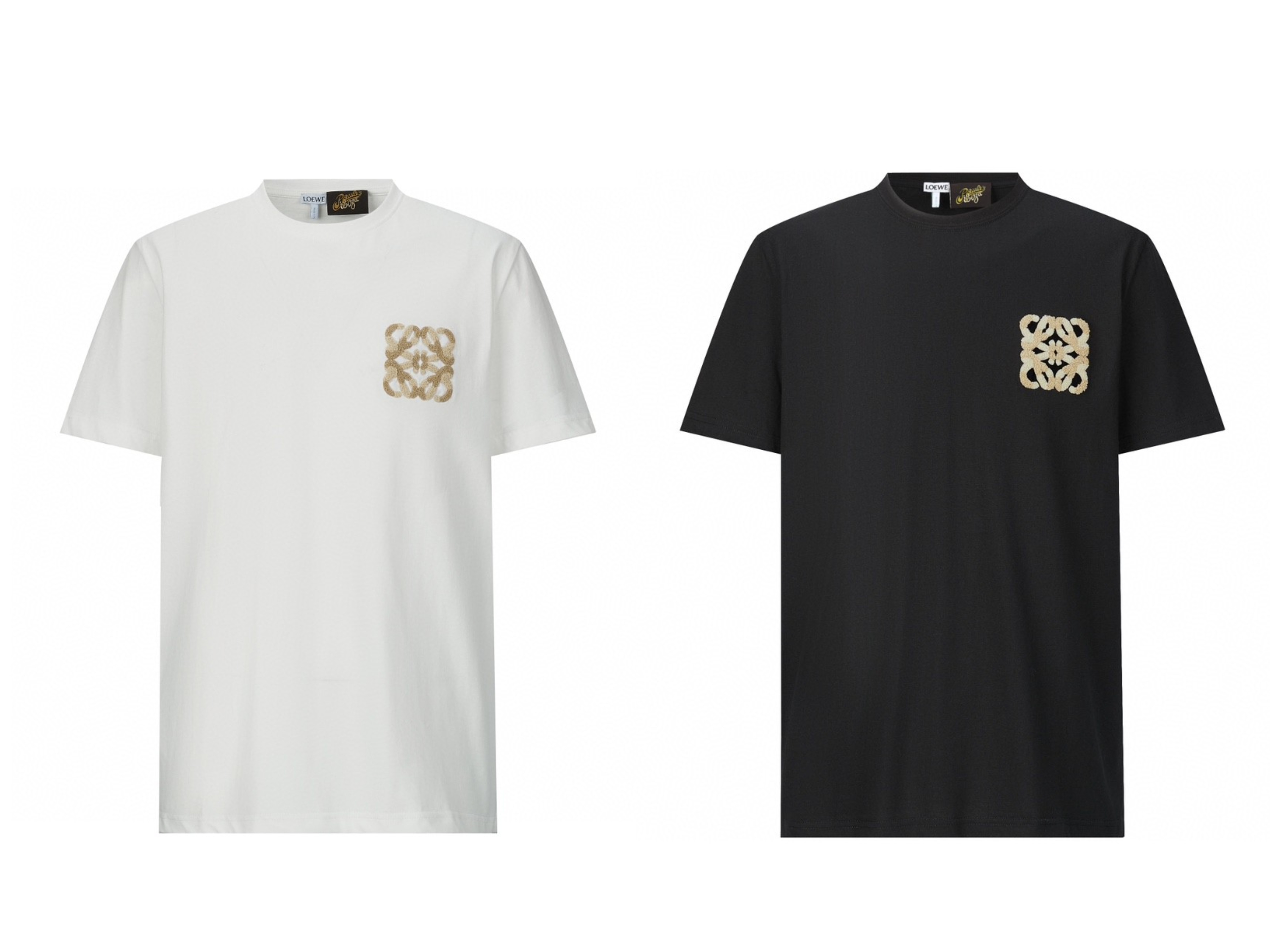 Loewe 罗意威 植绒绣花logo圆领短袖 T恤 白色 黑色 A0
