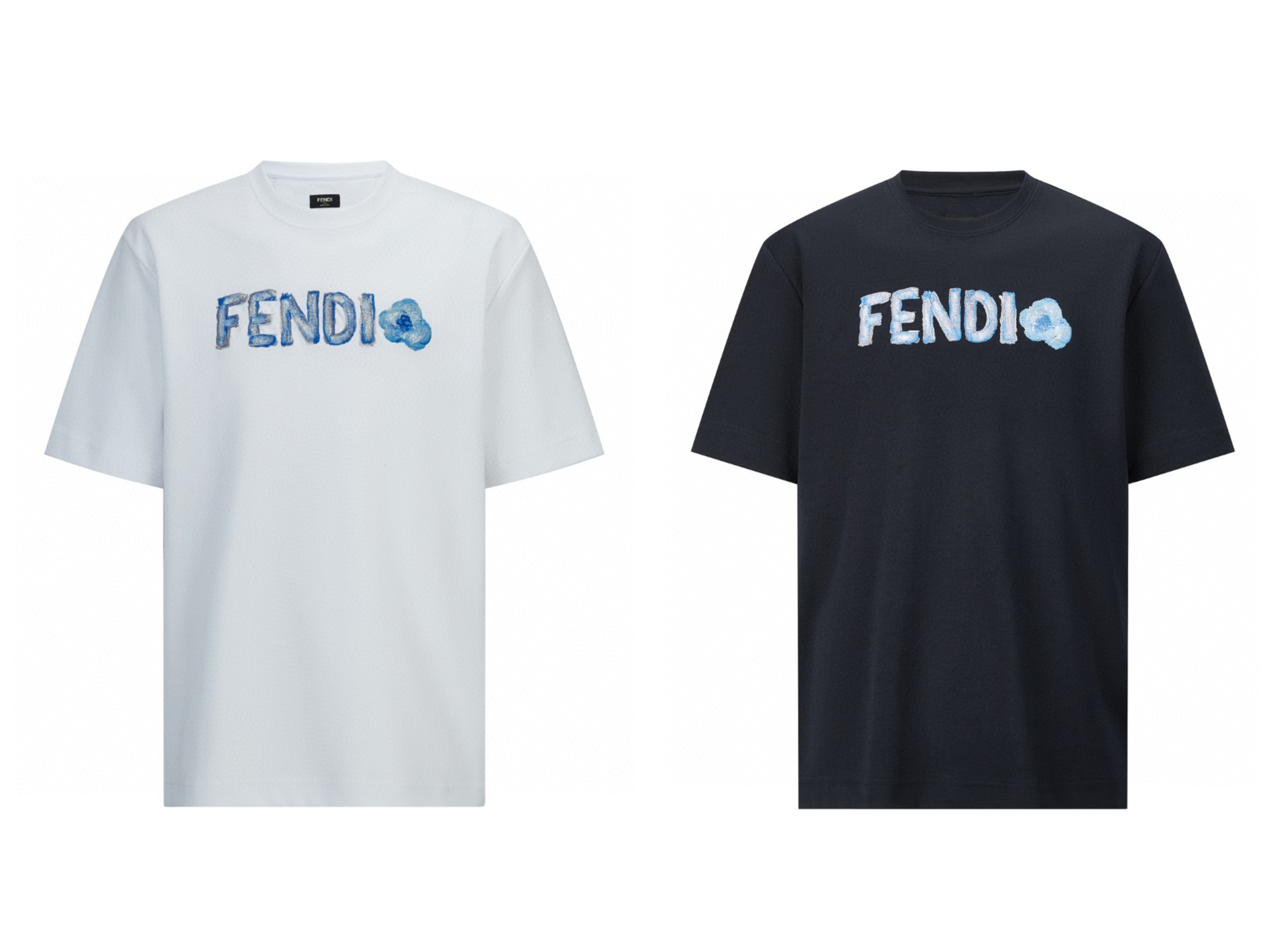 FENDI 芬迪 刺绣手绘标识T恤 短袖 套头 夏季 白色 黑色 A0 FY0936AYZ9F0H0G