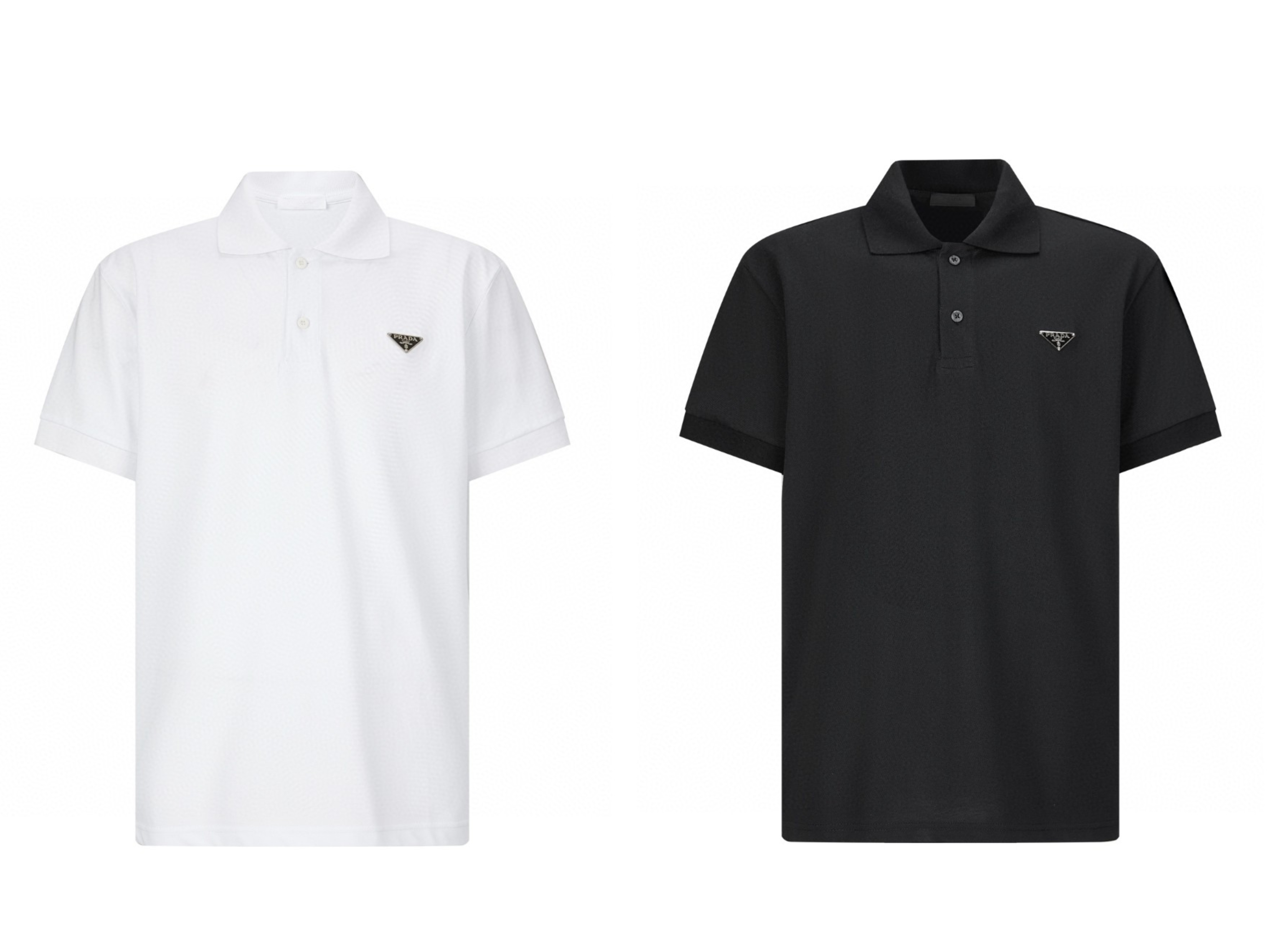 PRADA 普拉达 钢标翻领Polo衫 短袖 T恤 夏季 白色 黑色 A0 UJN444-XGS-F0009-S-WM3