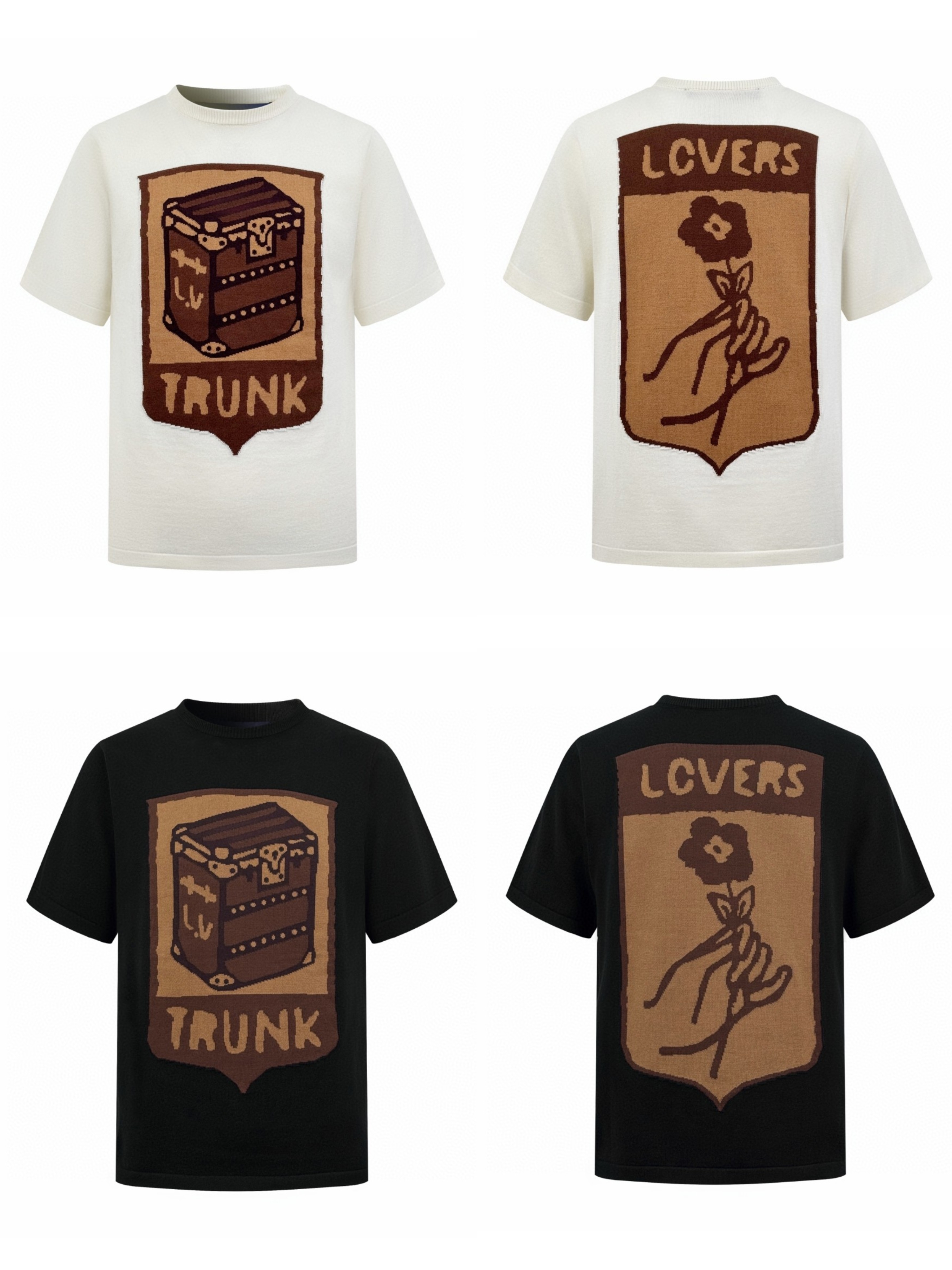 LOUIS VUITTON 路易威登 硬箱针织圆领短袖 T恤 白色 黑色 A5 1AJDWT