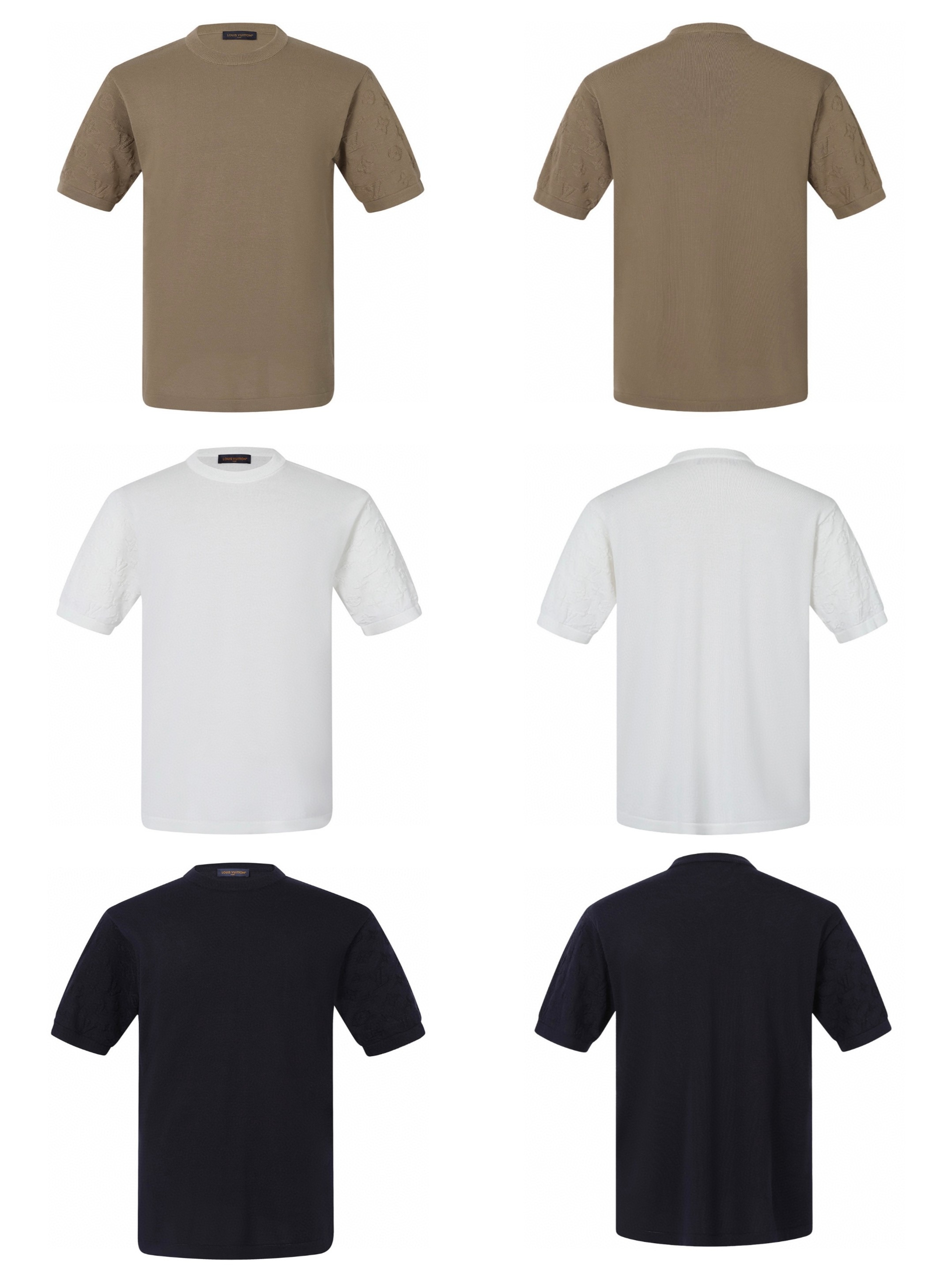 LOUIS VUITTON 路易威登 LV 提花暗纹logo毛织短袖 夏季 T恤 男女同款 棕色 白色 黑色 A0 1AFQA6