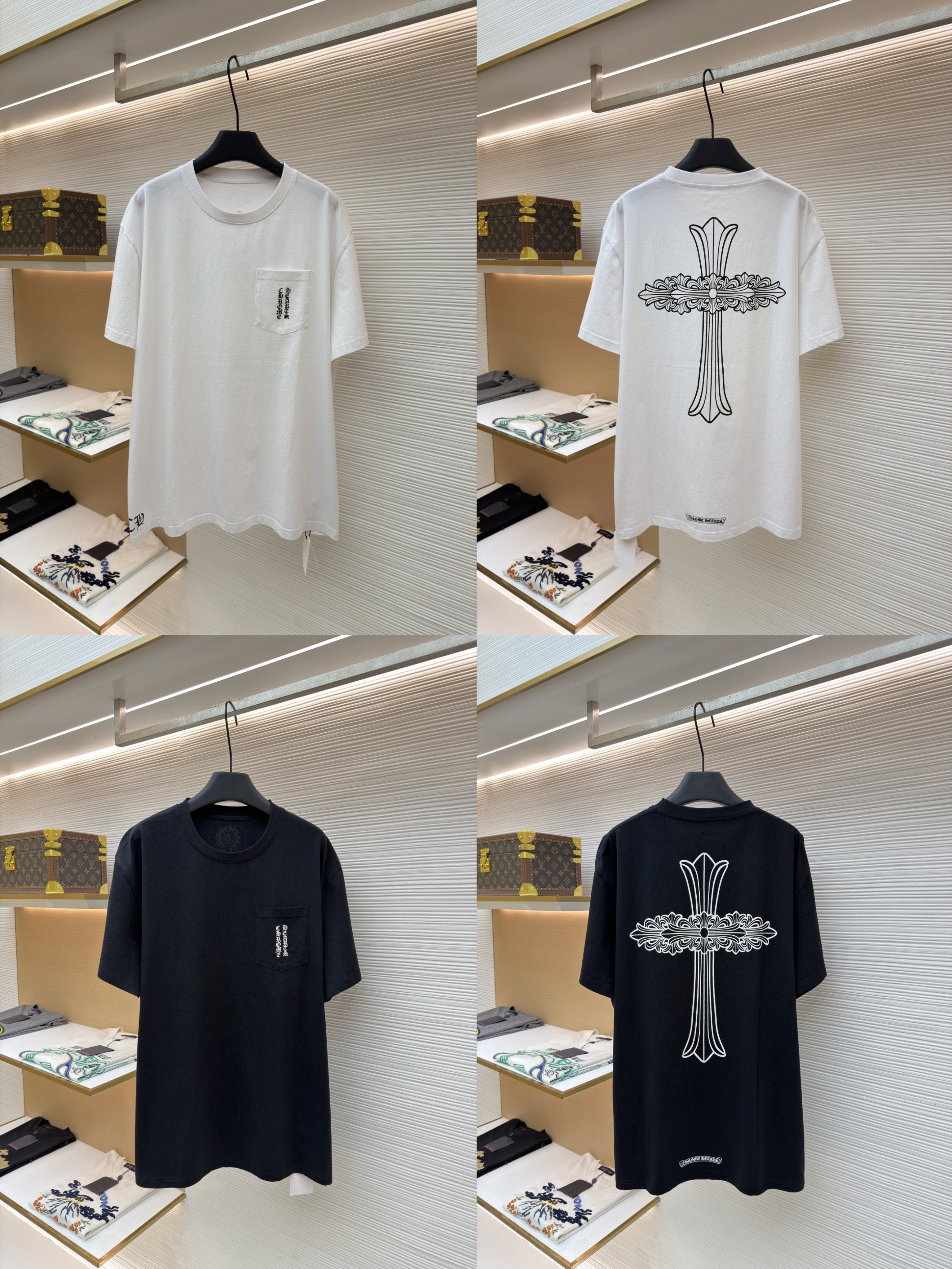 Chrome Hearts 克罗心 梵文大十字架圆领短袖 T恤 白色 黑色 A2