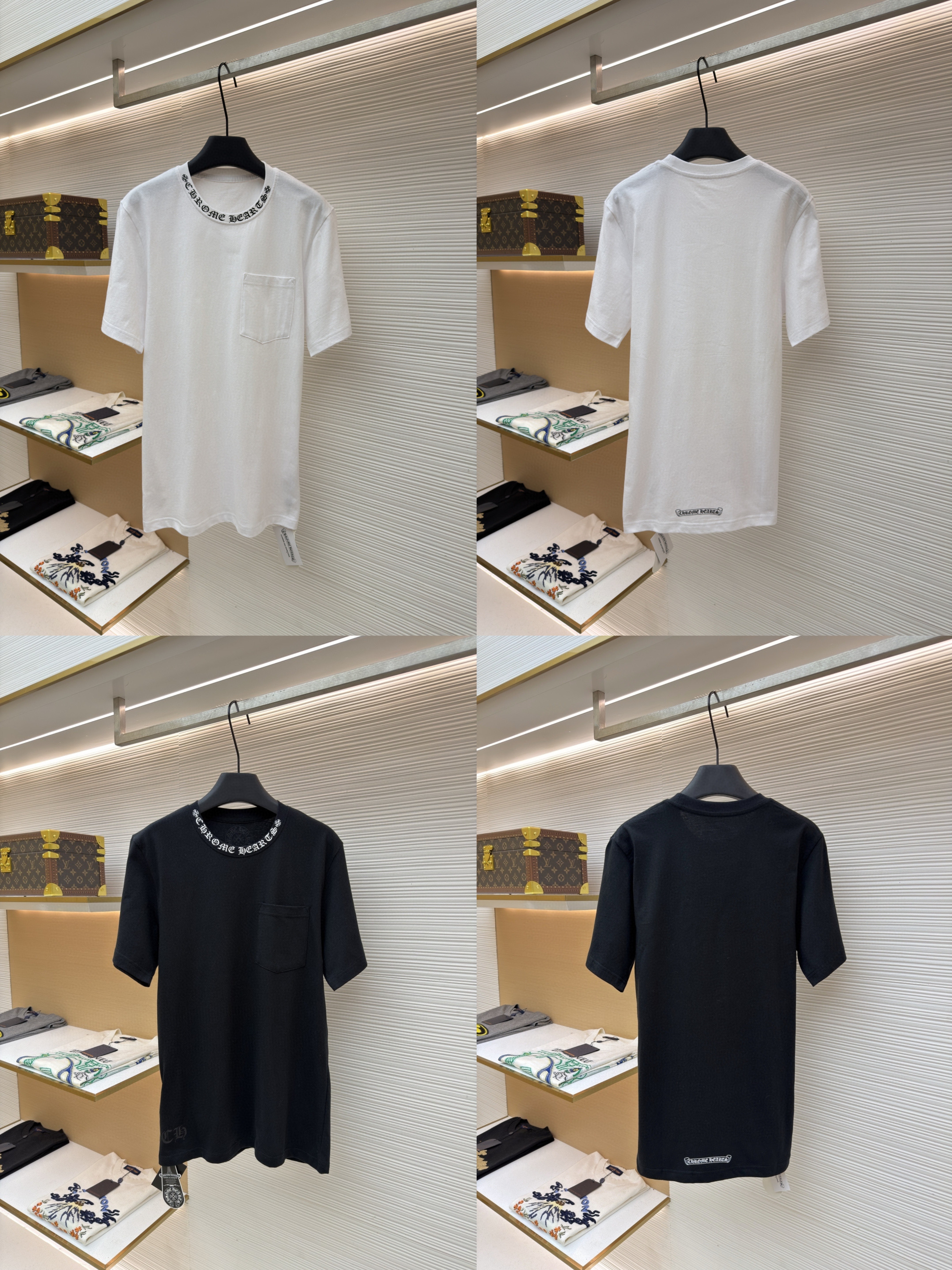 Chrome Hearts 克罗心梵文印花口袋圆领短袖 T恤 白色 黑色 A2 CH-054