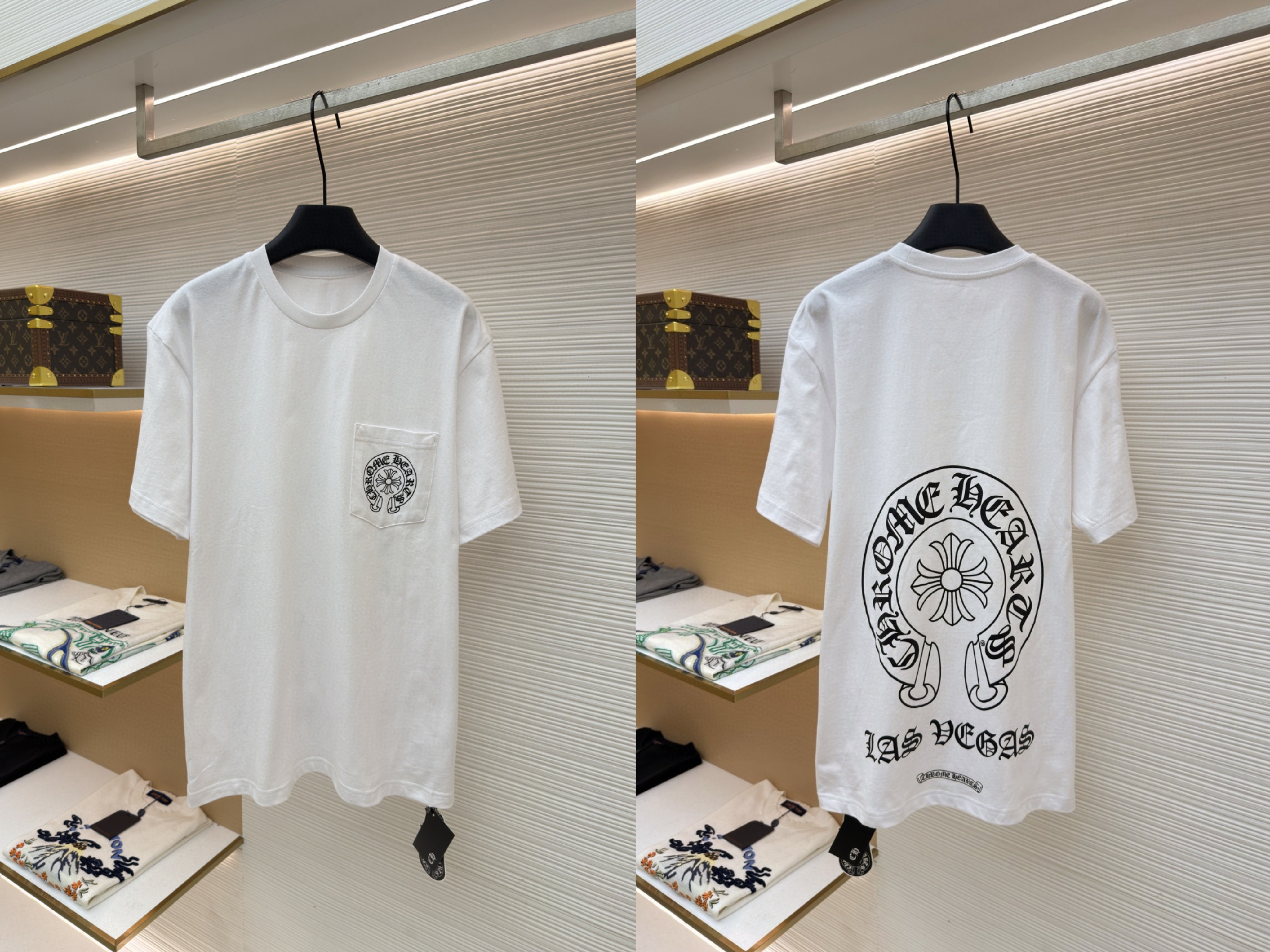 Chrome Hearts 克罗心 马蹄十字花印花口袋圆领短袖 T恤 白色 A2 