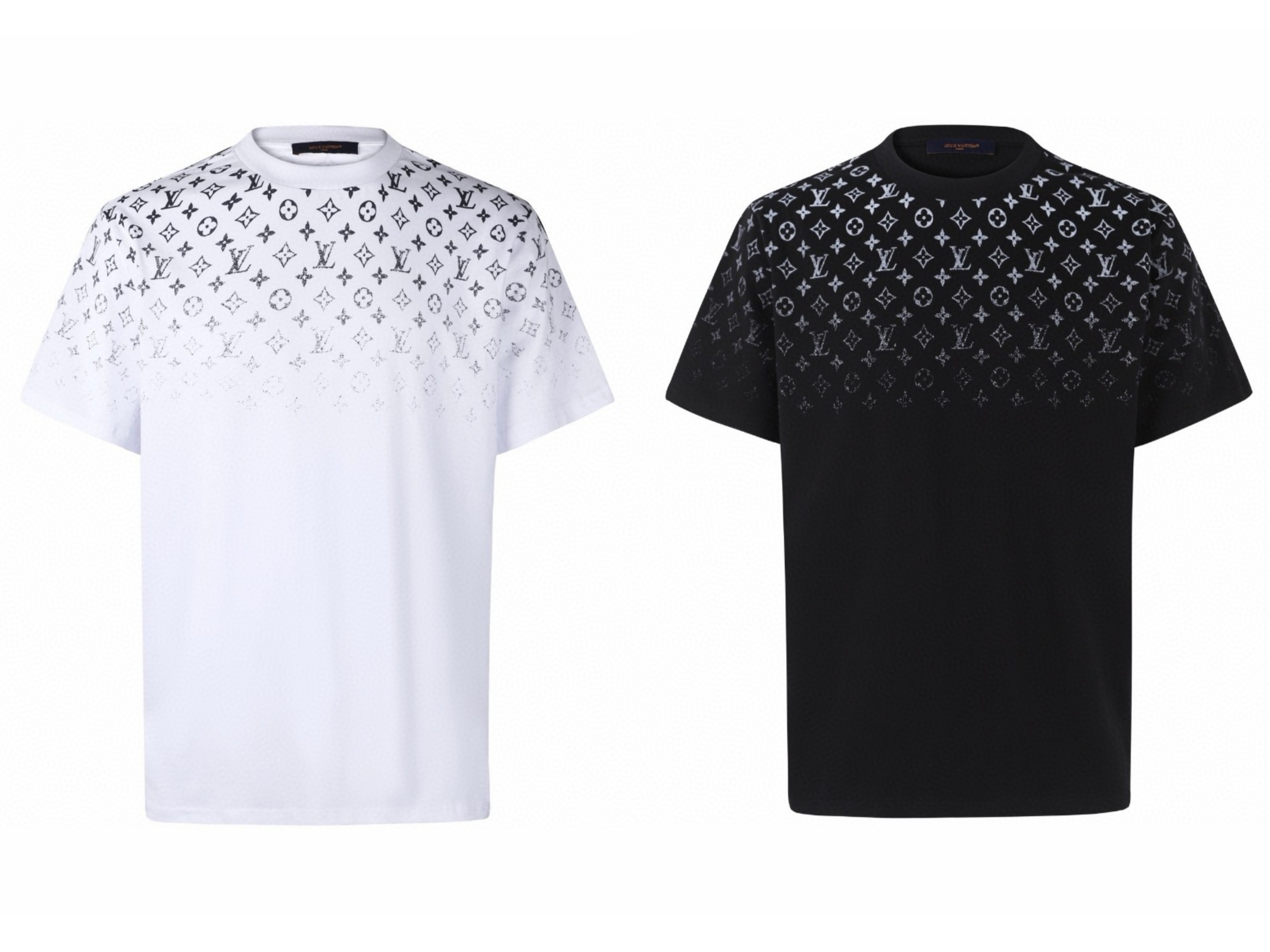 LOUIS VUITTON 路易威登 满印渐变圆领短袖 T恤 白色 黑色 A0 1AHUG0