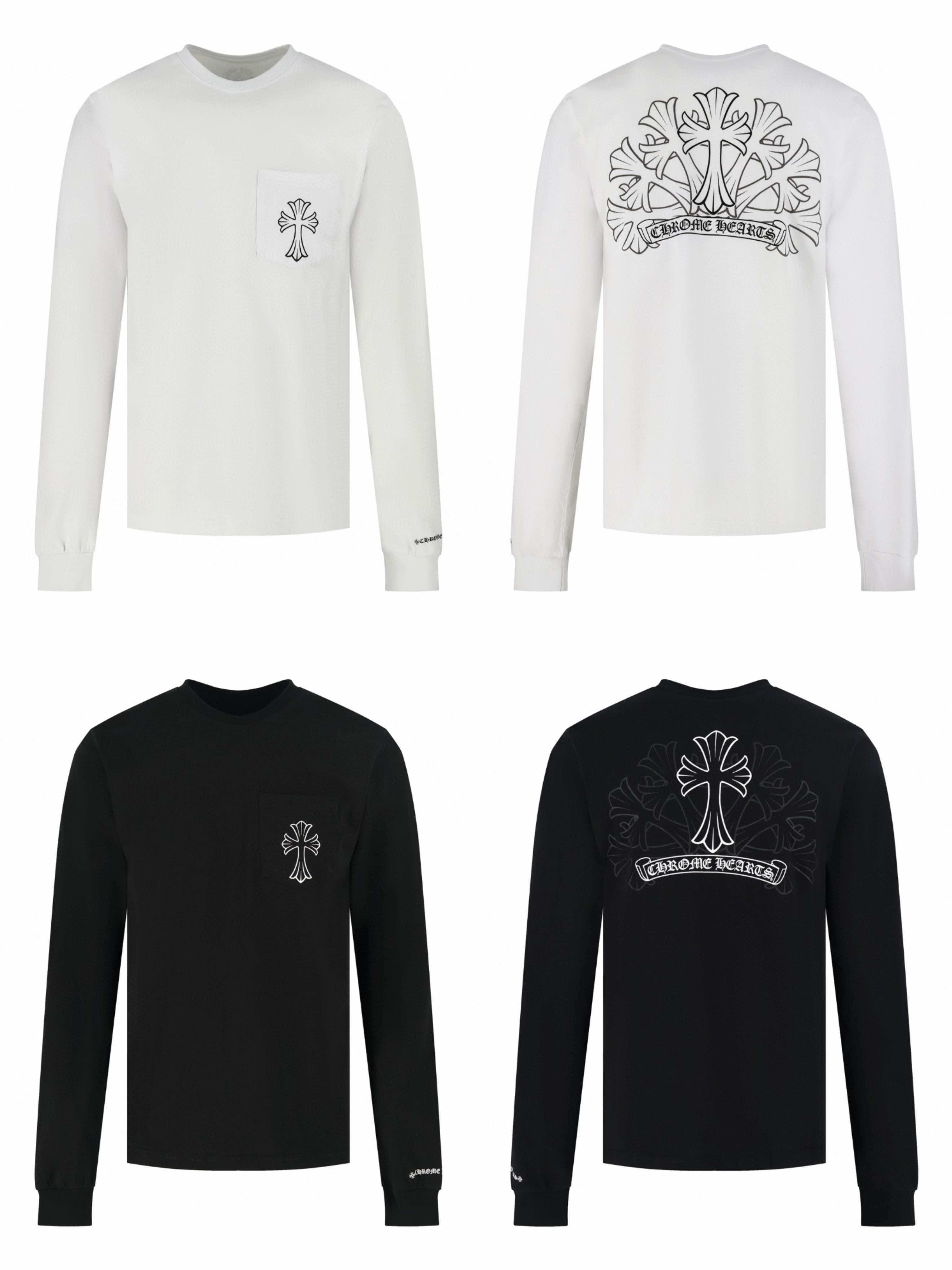 Chrome Hearts 克罗心 口袋十字架长袖T恤 卫衣 T恤 打底衫 套头 白色 黑色 A5