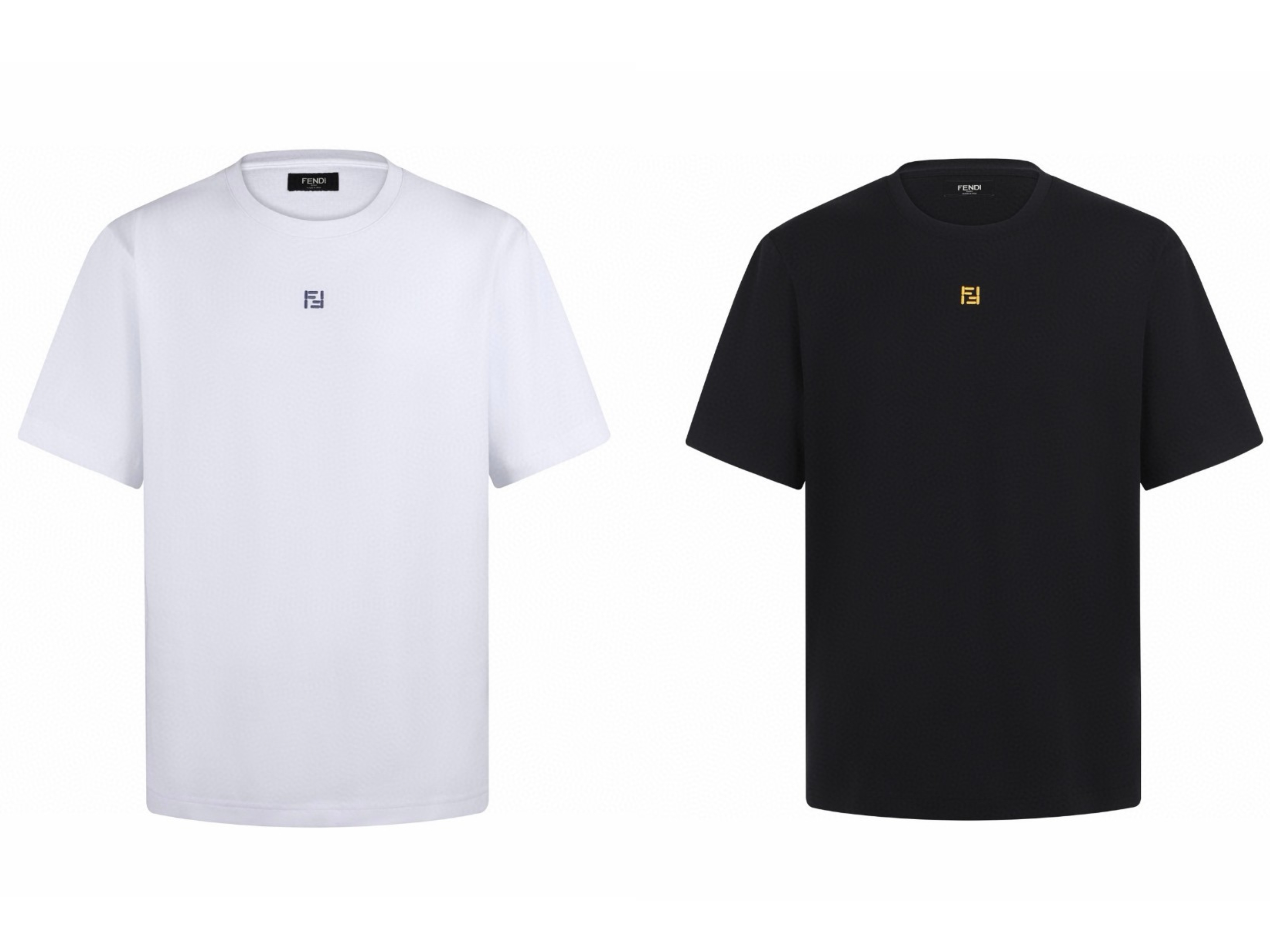 FENDI 芬迪 双F刺绣徽标圆领T恤 短袖 套头 夏季 白色 黑色 A0 FY0936AY0HF0QA0