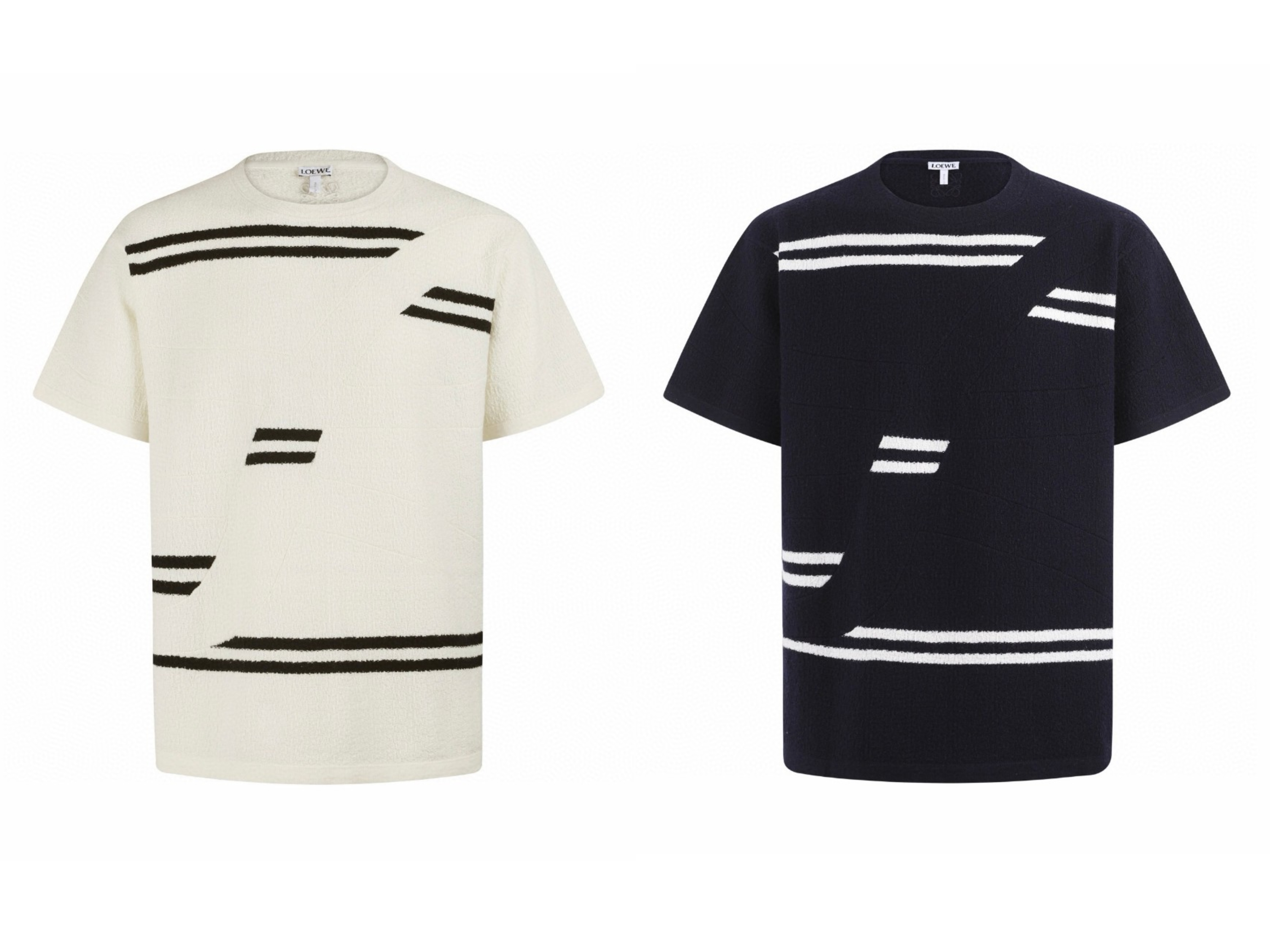 Loewe 罗意威 羊毛毛织几何圆领短袖 T恤 白色 海军蓝 A0 H526Y22XD8-6819