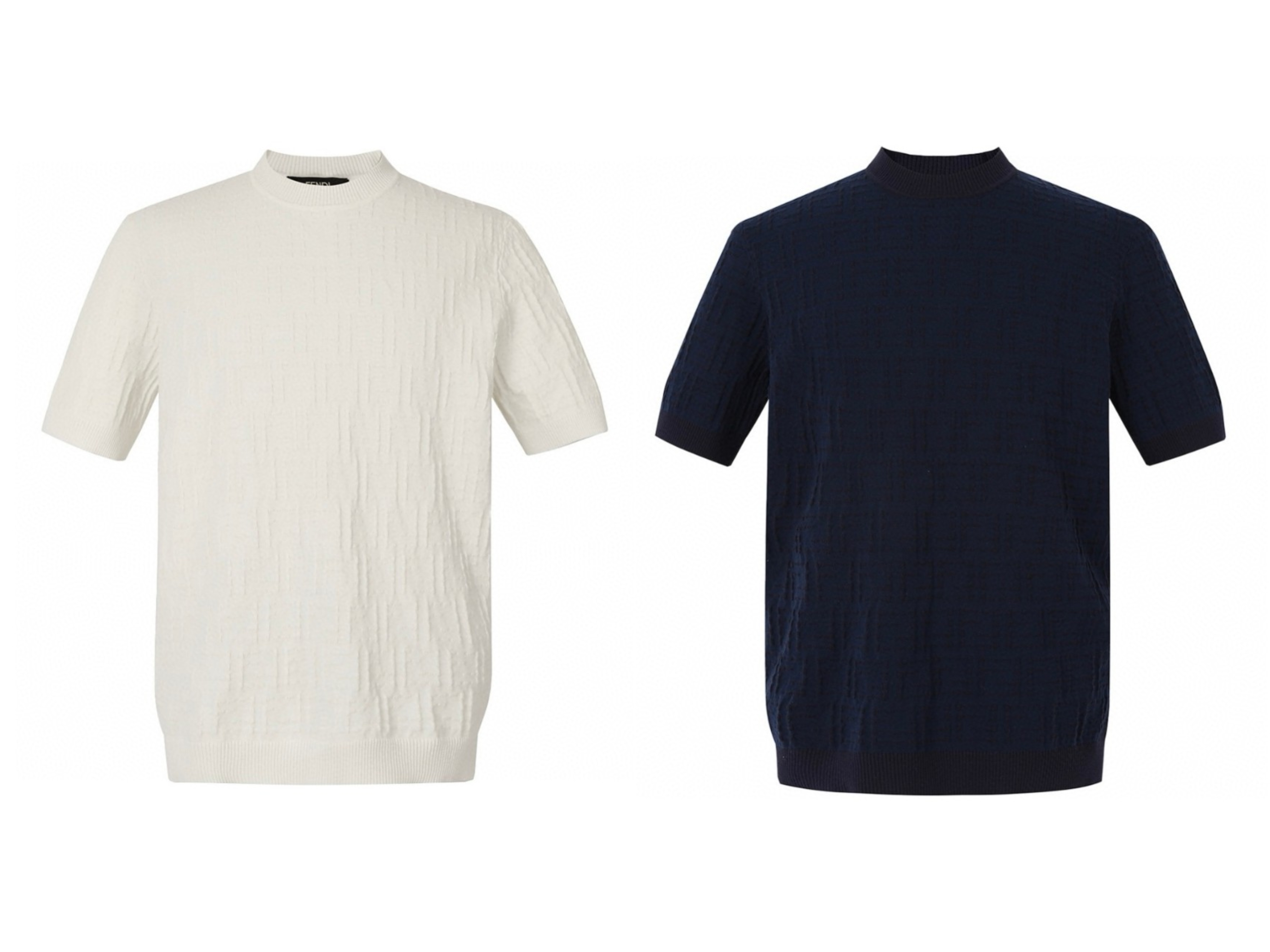 FENDI 芬迪 双F针织短袖 T恤 夏款 白色 蓝色 A5 FZX051AU7OF0ZNZ