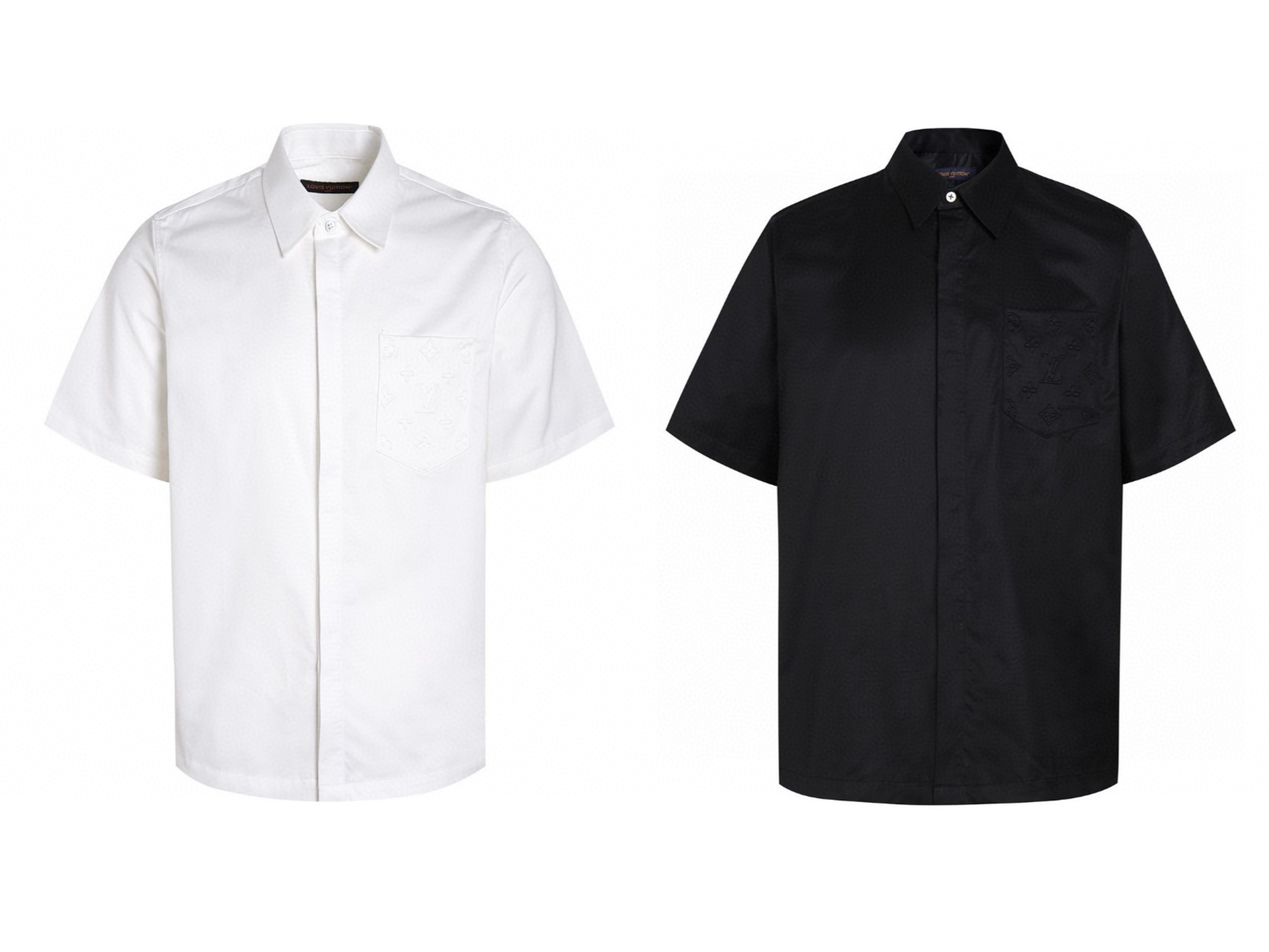 LOUIS VUITTON 路易威登 LV 浮雕压花口袋短袖衬衫 夏季 白色 黑色 A7 1AHVYP