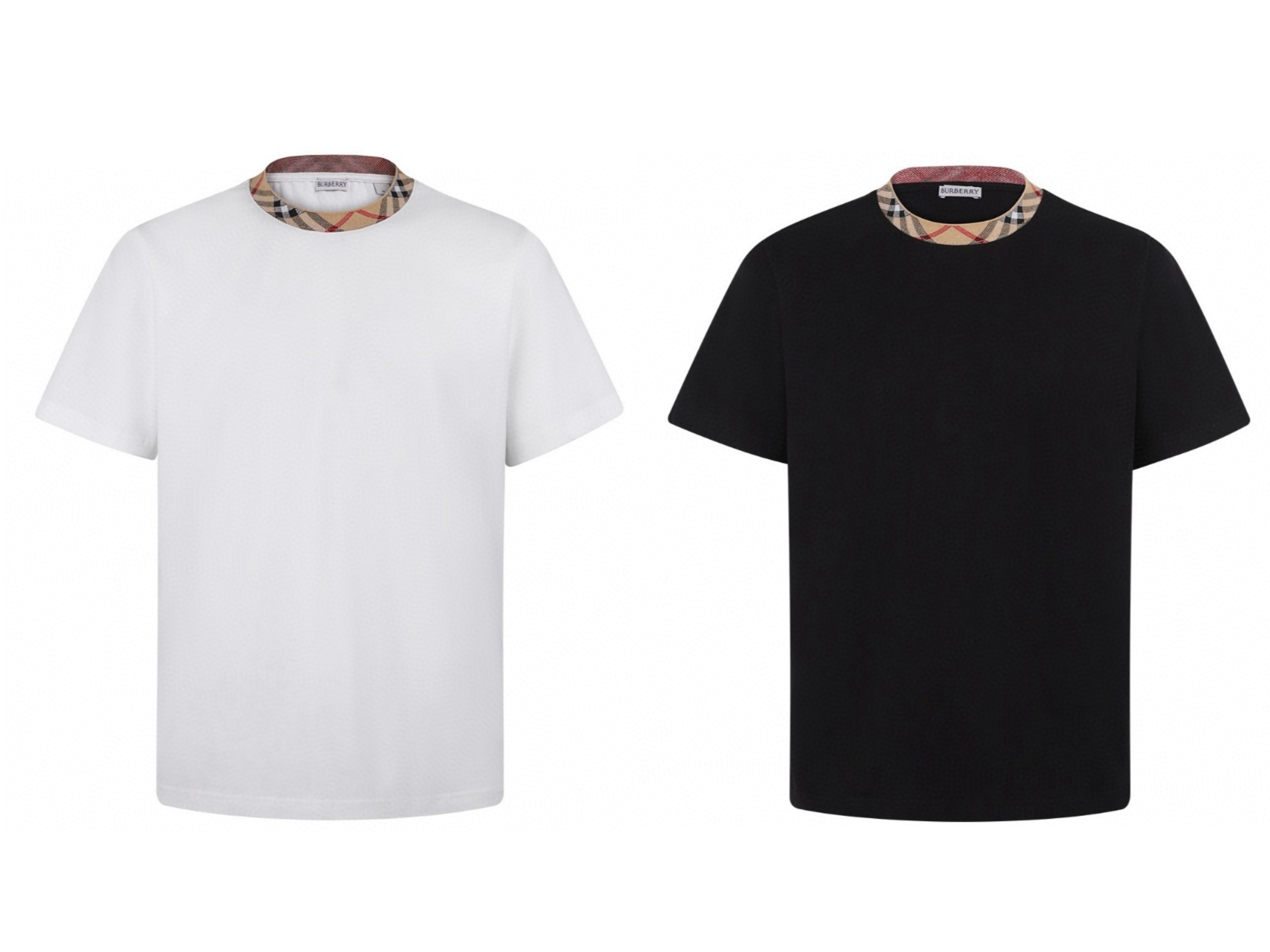 Burberry 巴宝莉 格纹领圆领Tee 短袖 T恤 白色 黑色 A0 POIZON20250731101711176