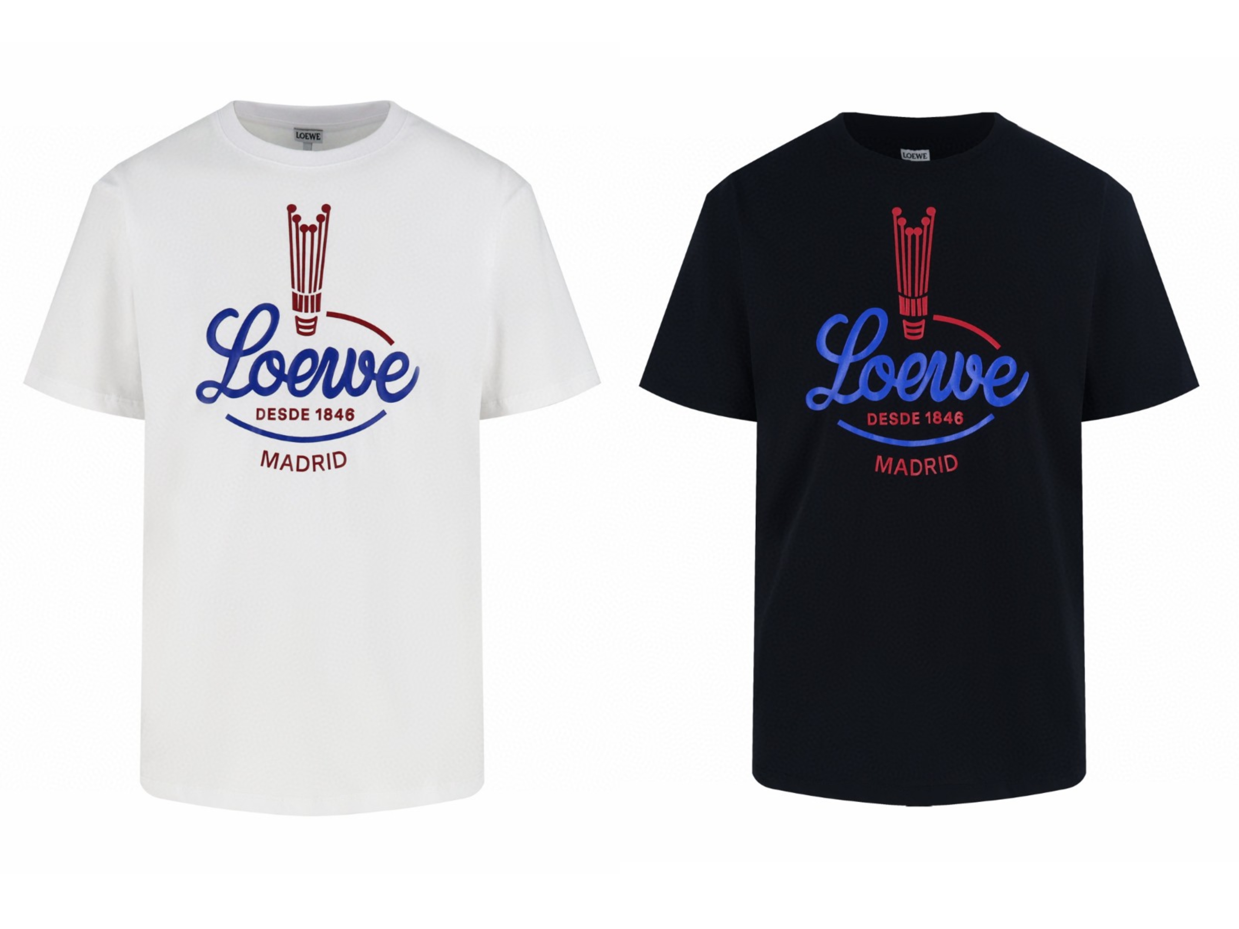 Loewe 罗意威 皇冠褶皱圆领短袖 T恤 白色 黑色 A0 S540Y22X93-2100