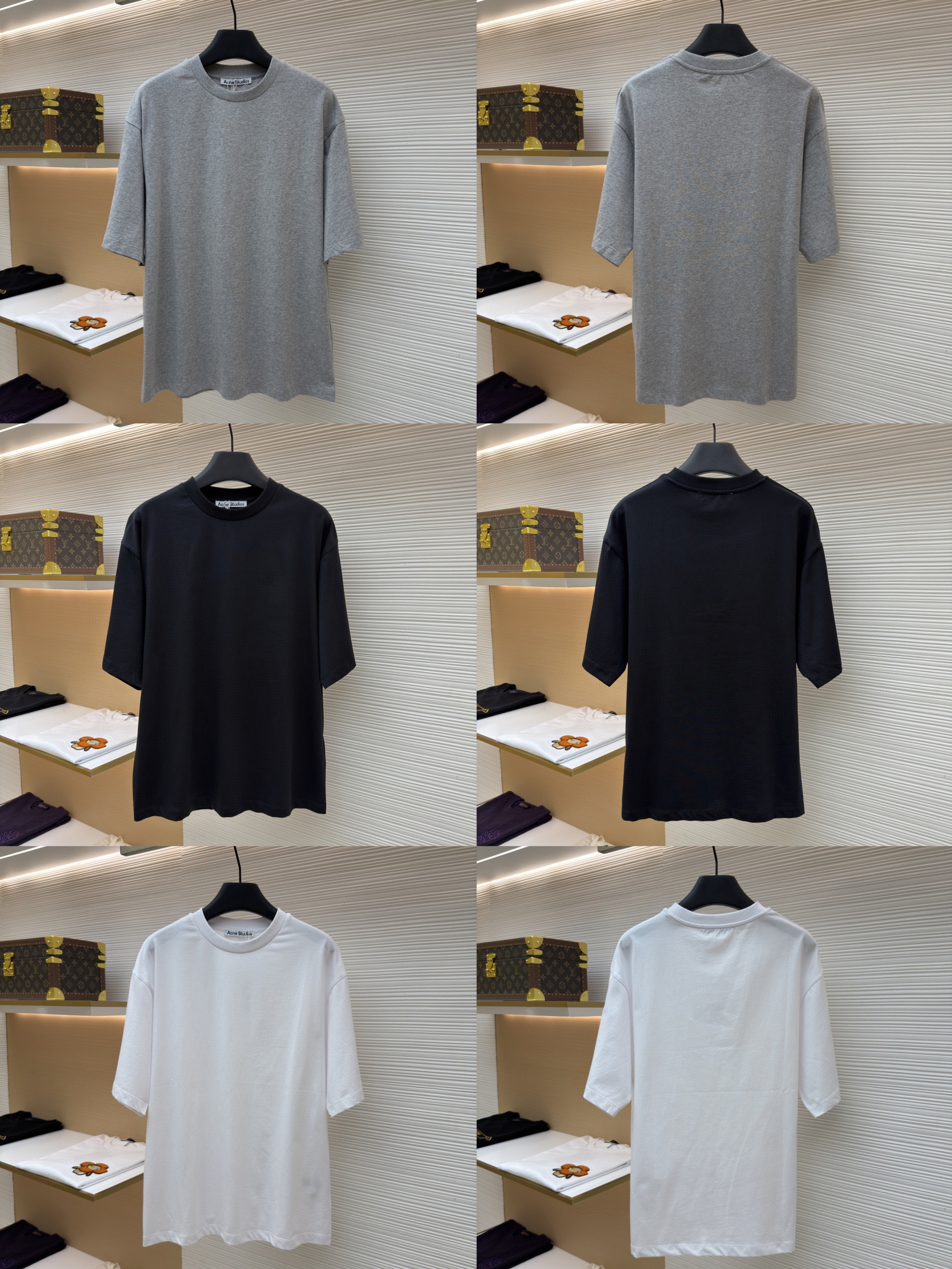 Acne Studios 袖标字母圆领T恤 短袖 灰色 黑色 白色 A0