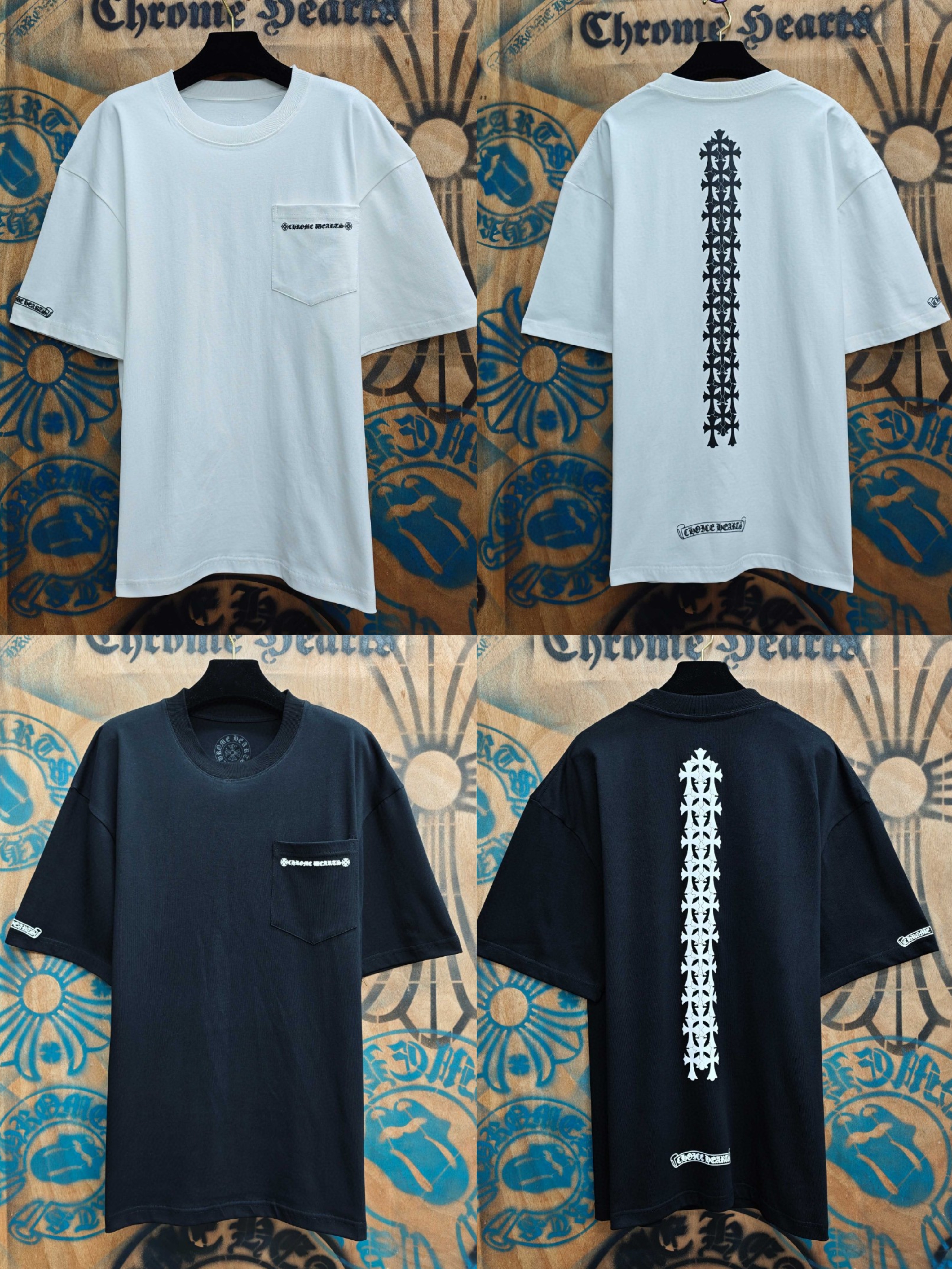 Chrome Hearts 克罗心 后背十字架印花圆领短袖 T恤 白色 黑色 A0