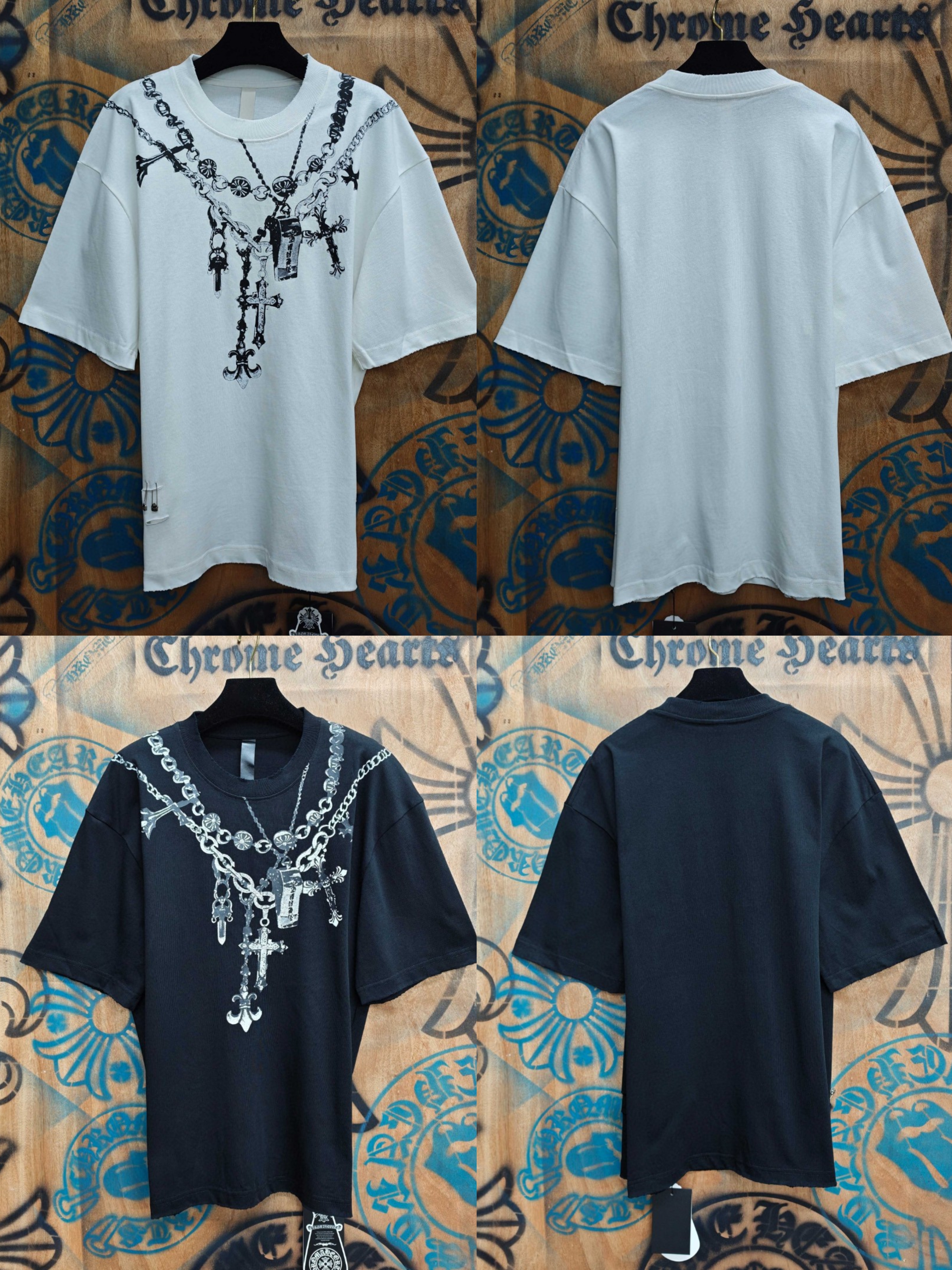 Chrome Hearts 克罗心 链条印花圆领短袖 T恤 白色 黑色 A0