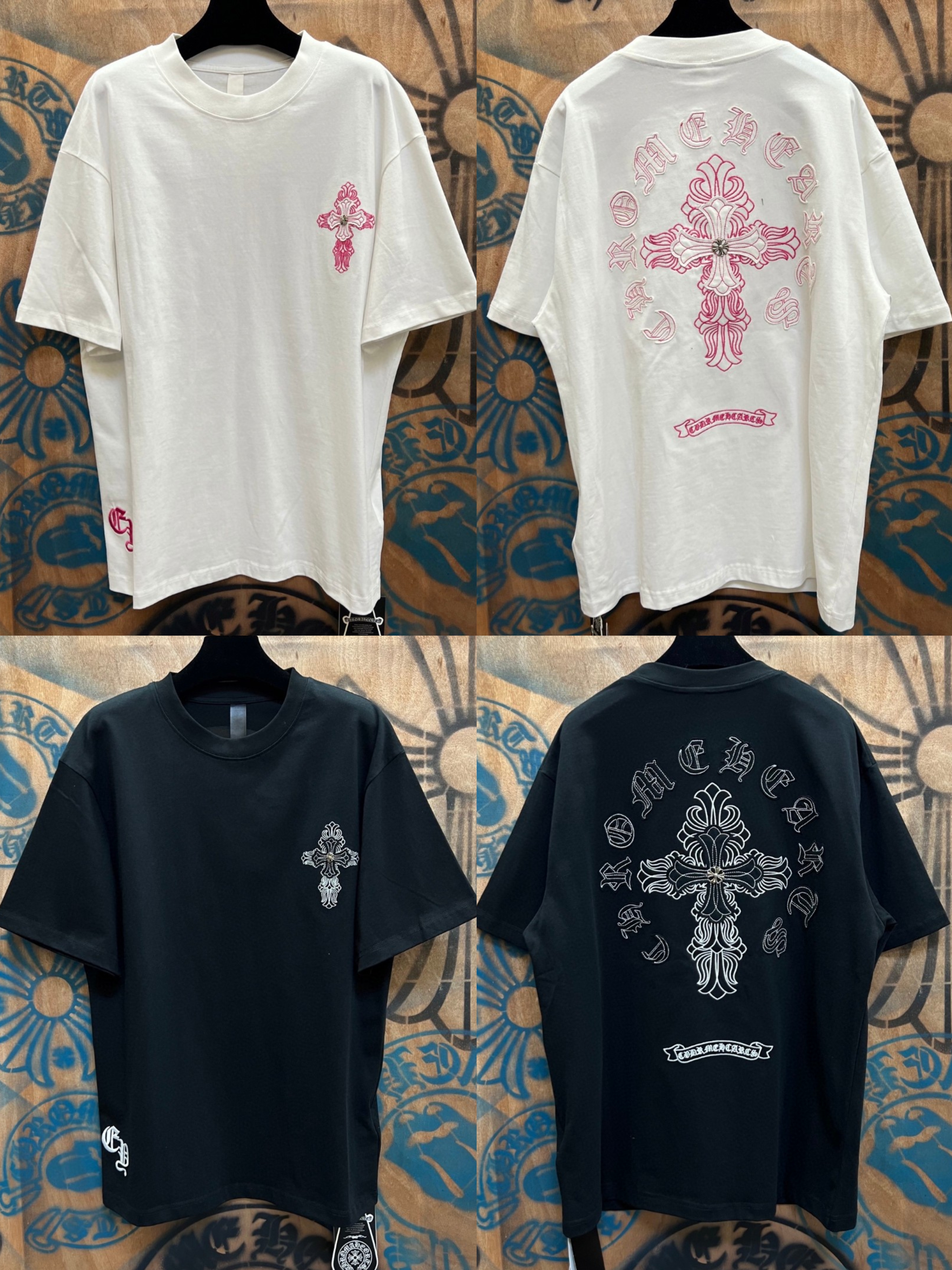 Chrome Hearts 克罗心 十字架绣花圆领短袖 T恤 白色 黑色 A0