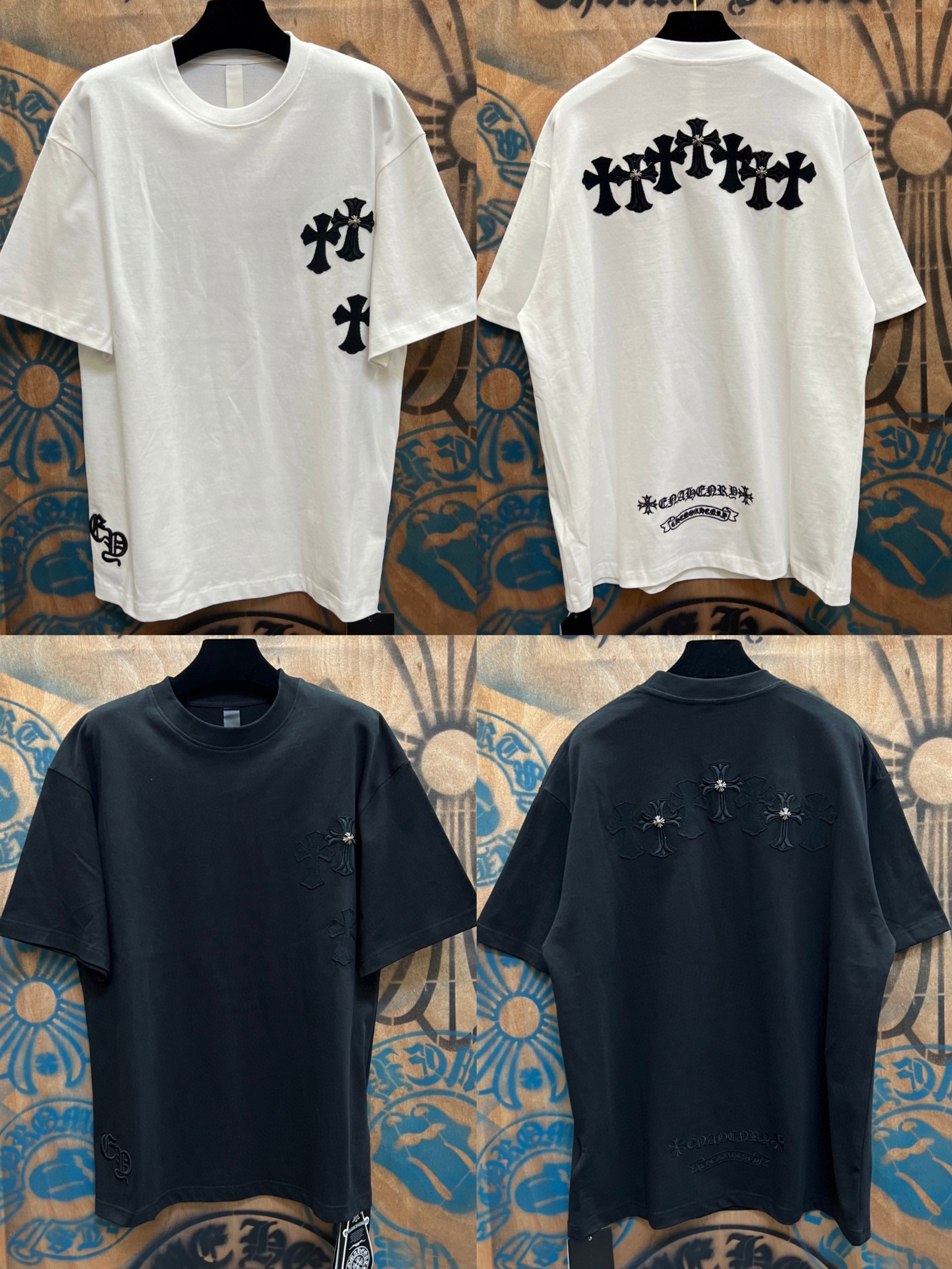 Chrome Hearts 克罗心 十字架绣花圆领短袖 T恤 白色 黑色 A0