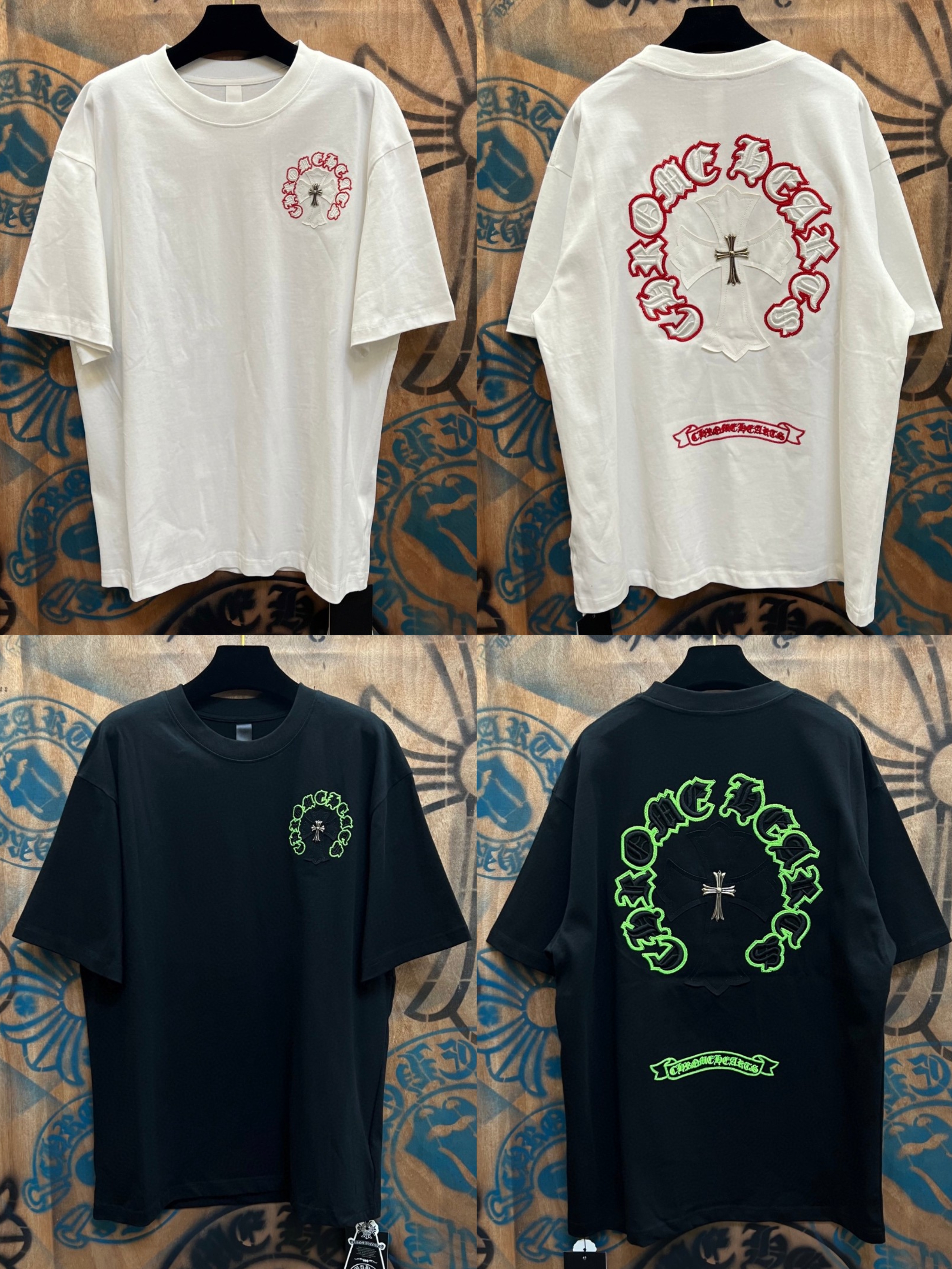 Chrome Hearts 克罗心 十字架绣花圆领短袖 T恤 白色 黑色 A0