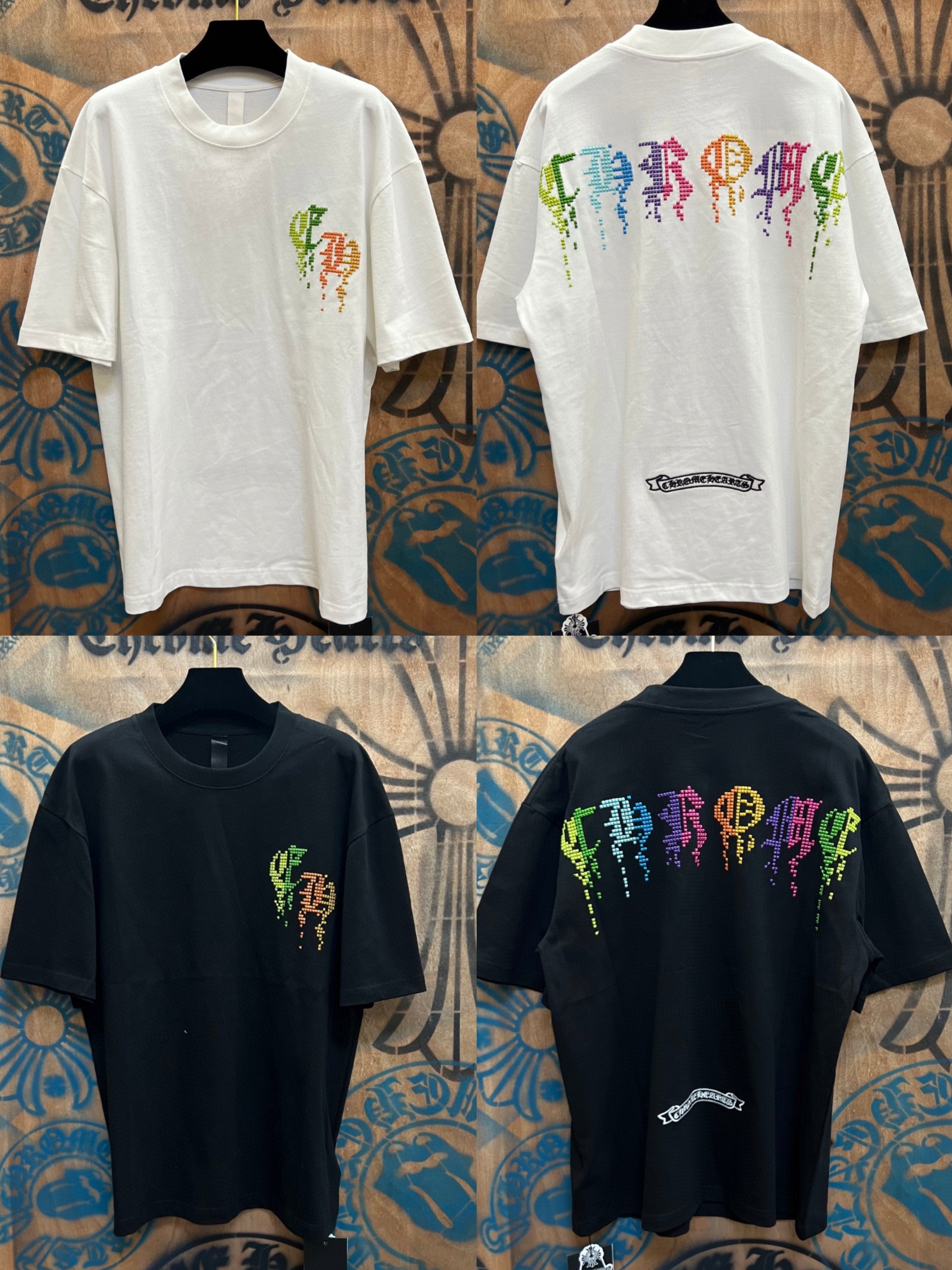 Chrome Hearts 克罗心 彩色绣花圆领短袖 T恤 白色 黑色 A0