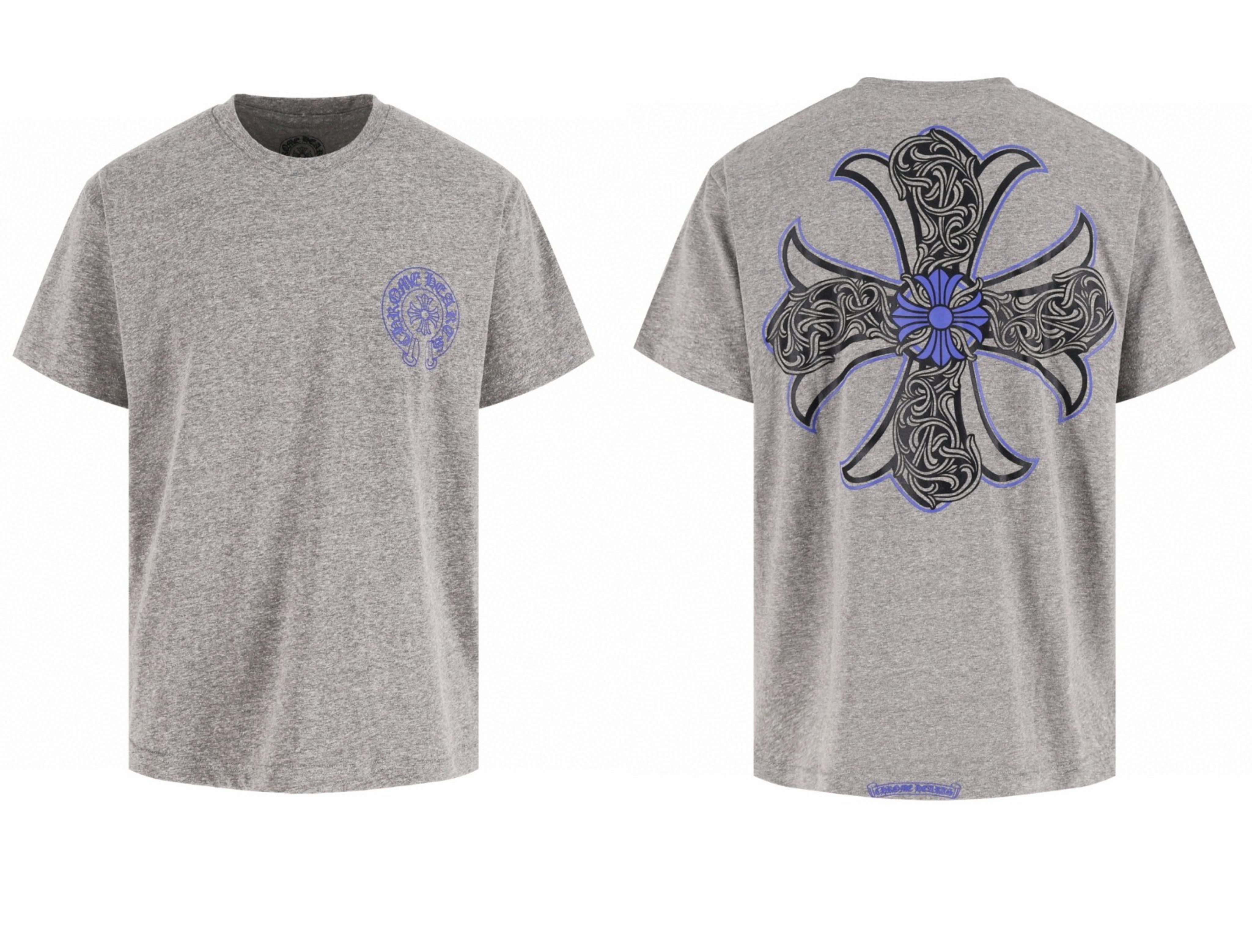 Chrome Hearts CH 克罗心 十字架藤花圆领短袖 T恤 花灰色 A2  