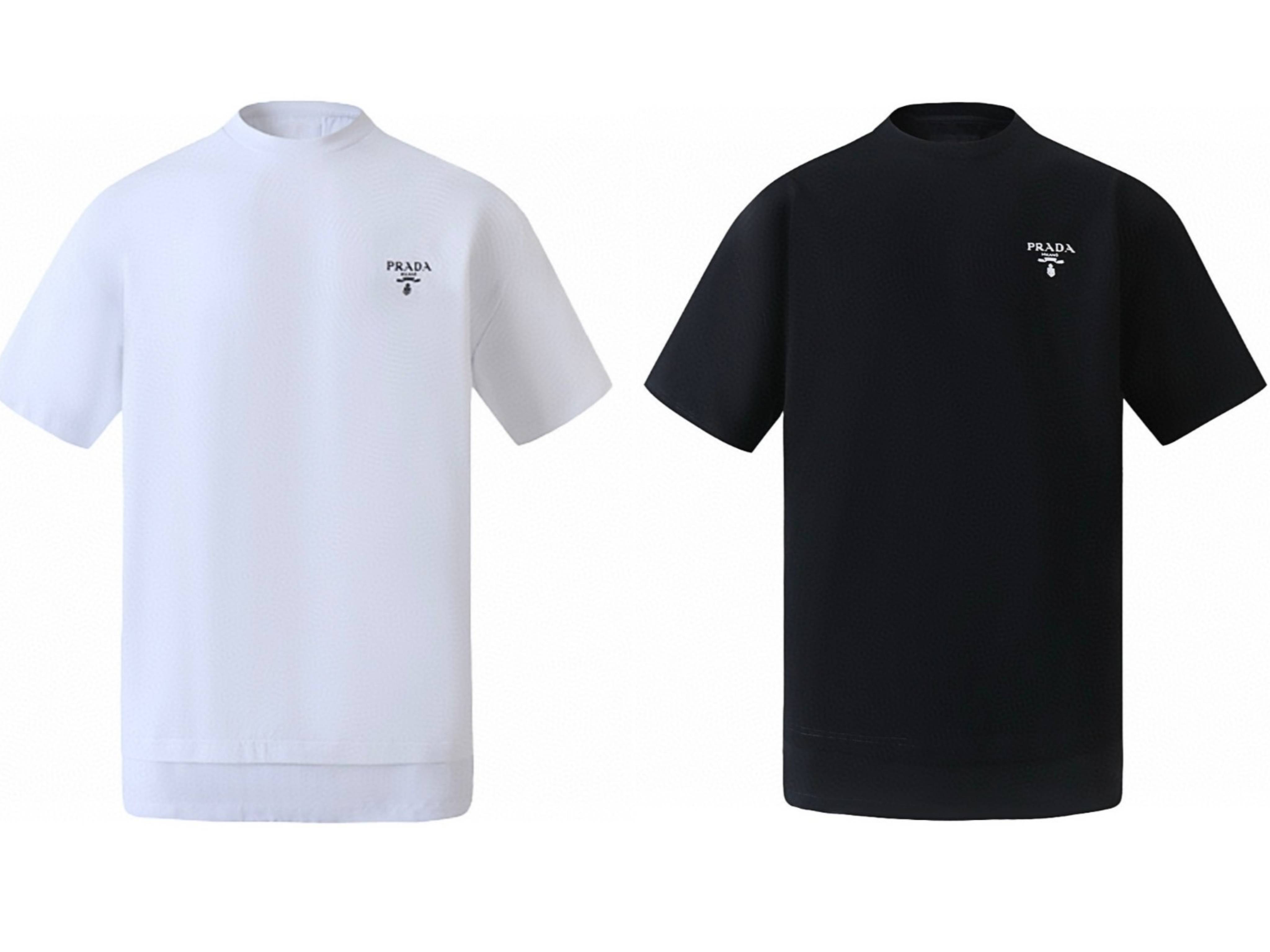 PRADA 普拉达 尼龙拼接圆领短袖 T恤 白色 黑色 A02 UJN742-1YYA-F0N40-S-202