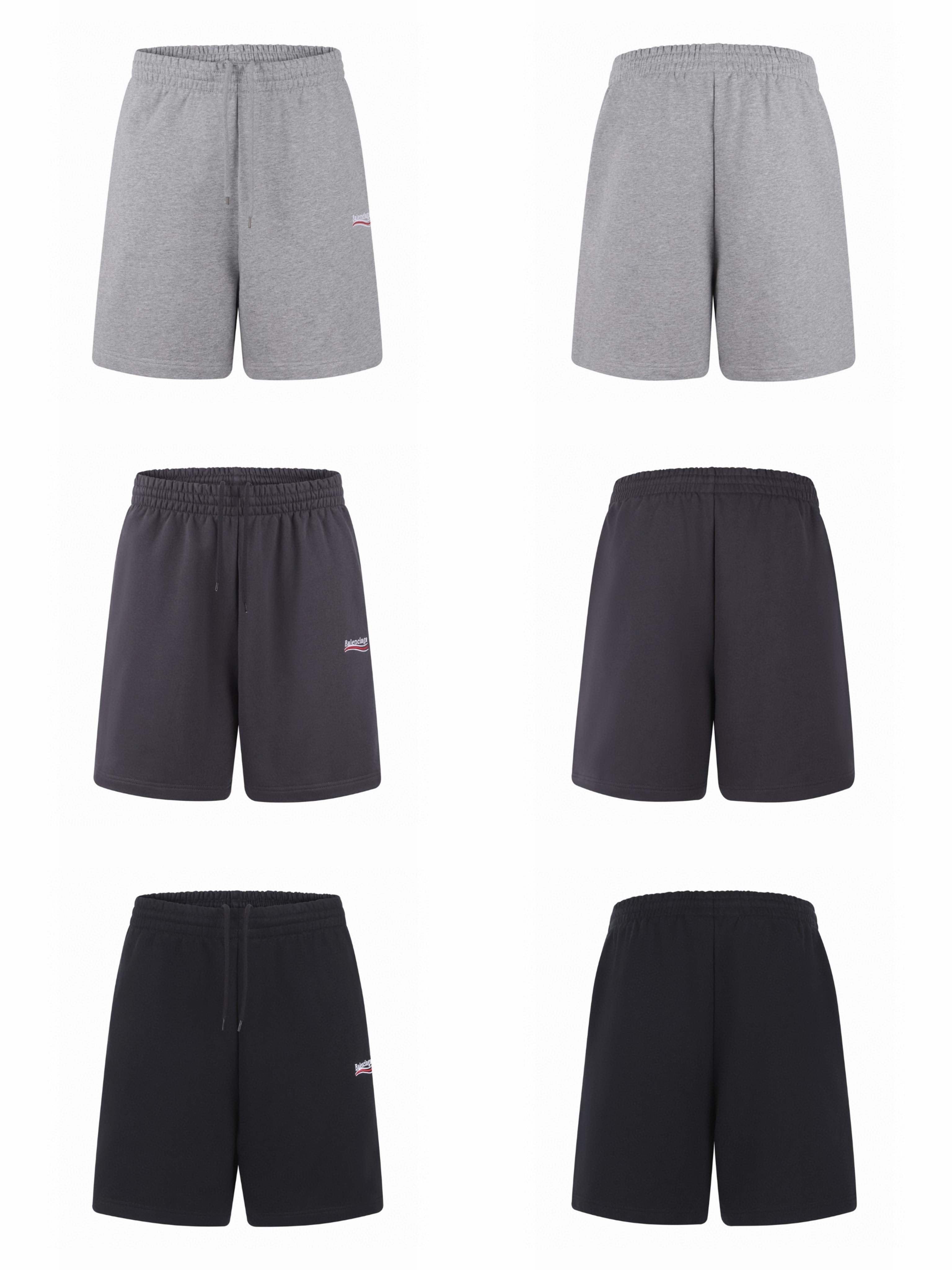 Balenciaga 巴黎世家 可乐刺绣松紧腰短裤 休闲裤 运动裤 裤子 夏季 灰色 灰蓝色 黑色 A2