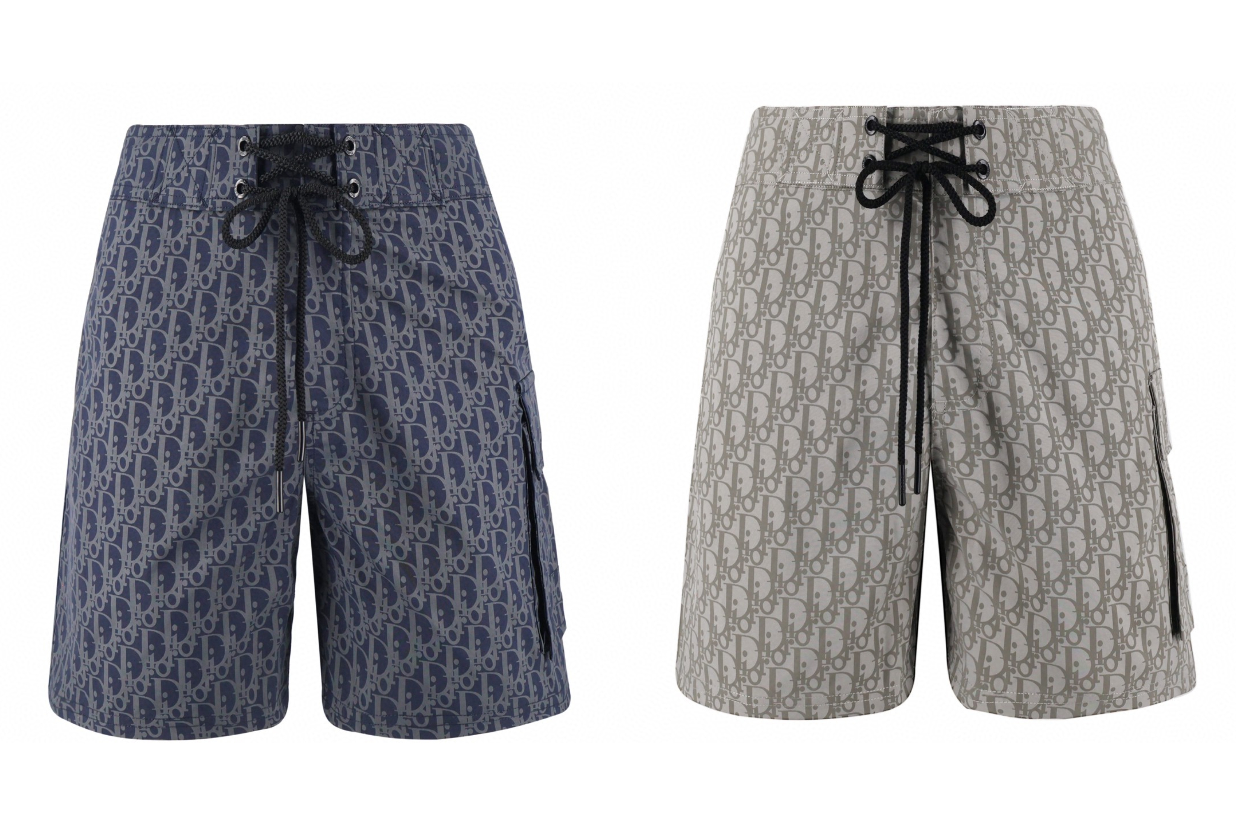 DIOR 迪奥 提花满印绑带工装裤 短裤 裤子 灰蓝色 灰色 A7 