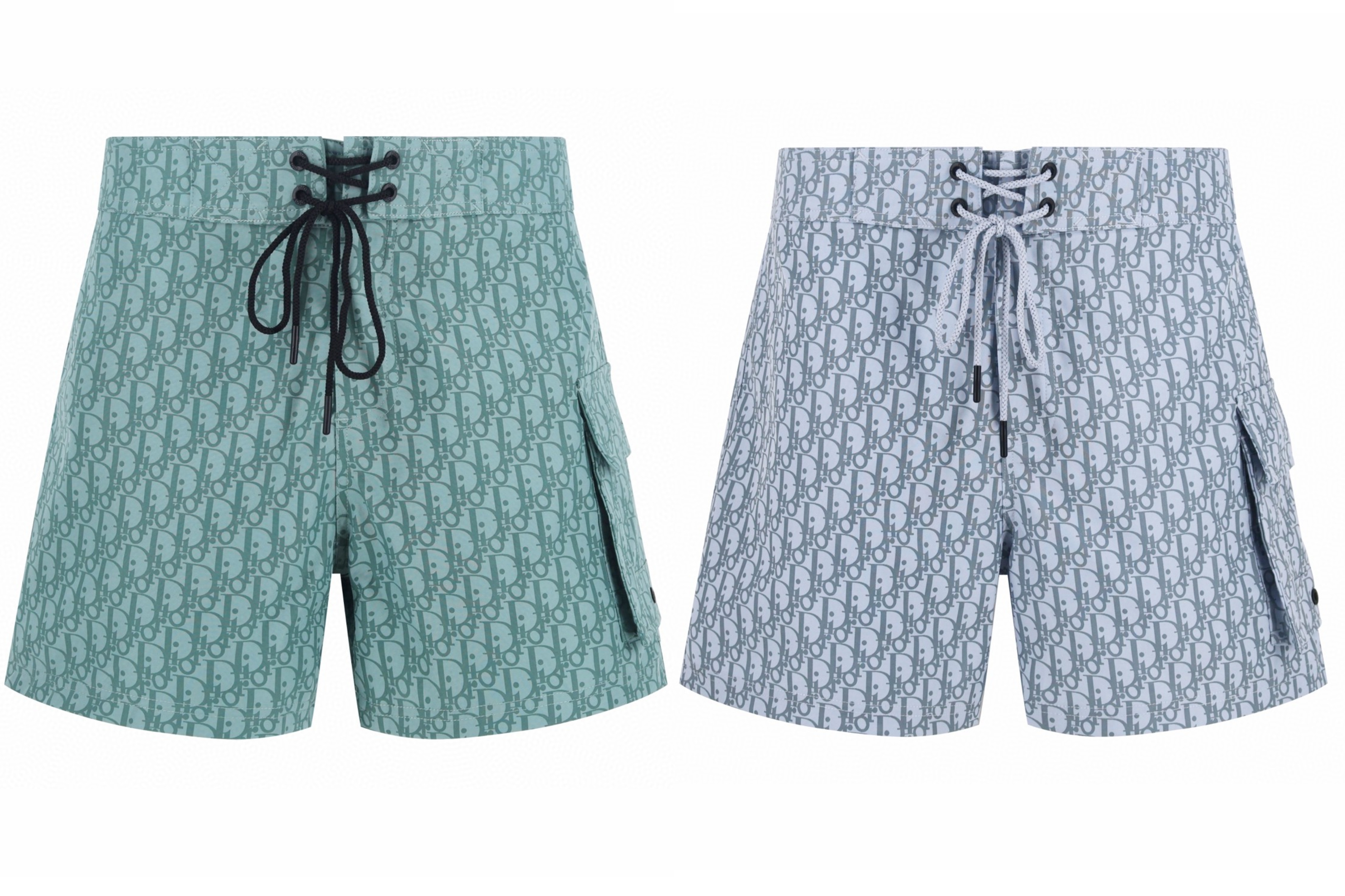 DIOR 迪奥 提花满印绑带工装裤 短裤 裤子 绿色 蓝色 A7 293B103CB041-C565