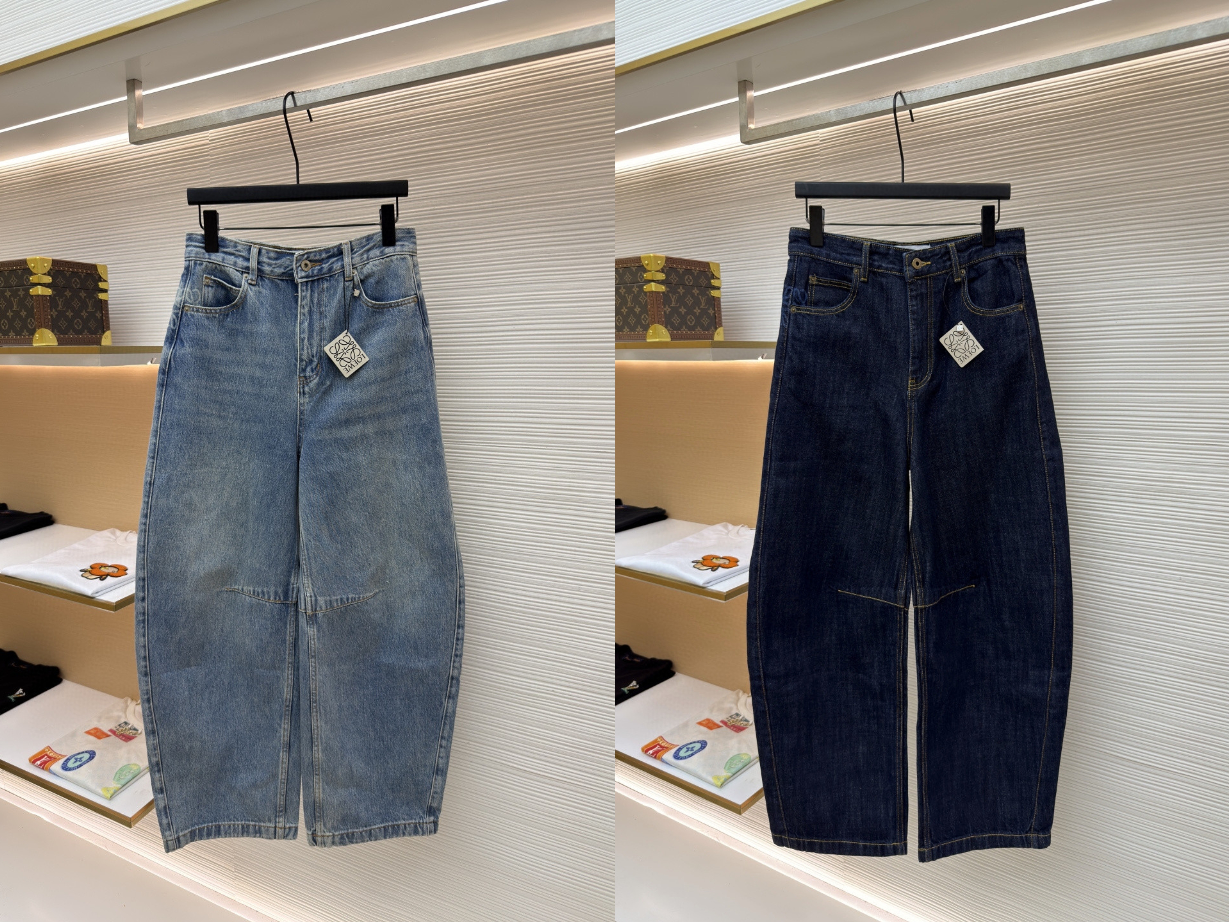 Loewe 罗意威 Anagram 锥形牛仔裤 长裤 裤子 弯刀裤 浅蓝色 深蓝色 B5 S359Y11XCM-6395