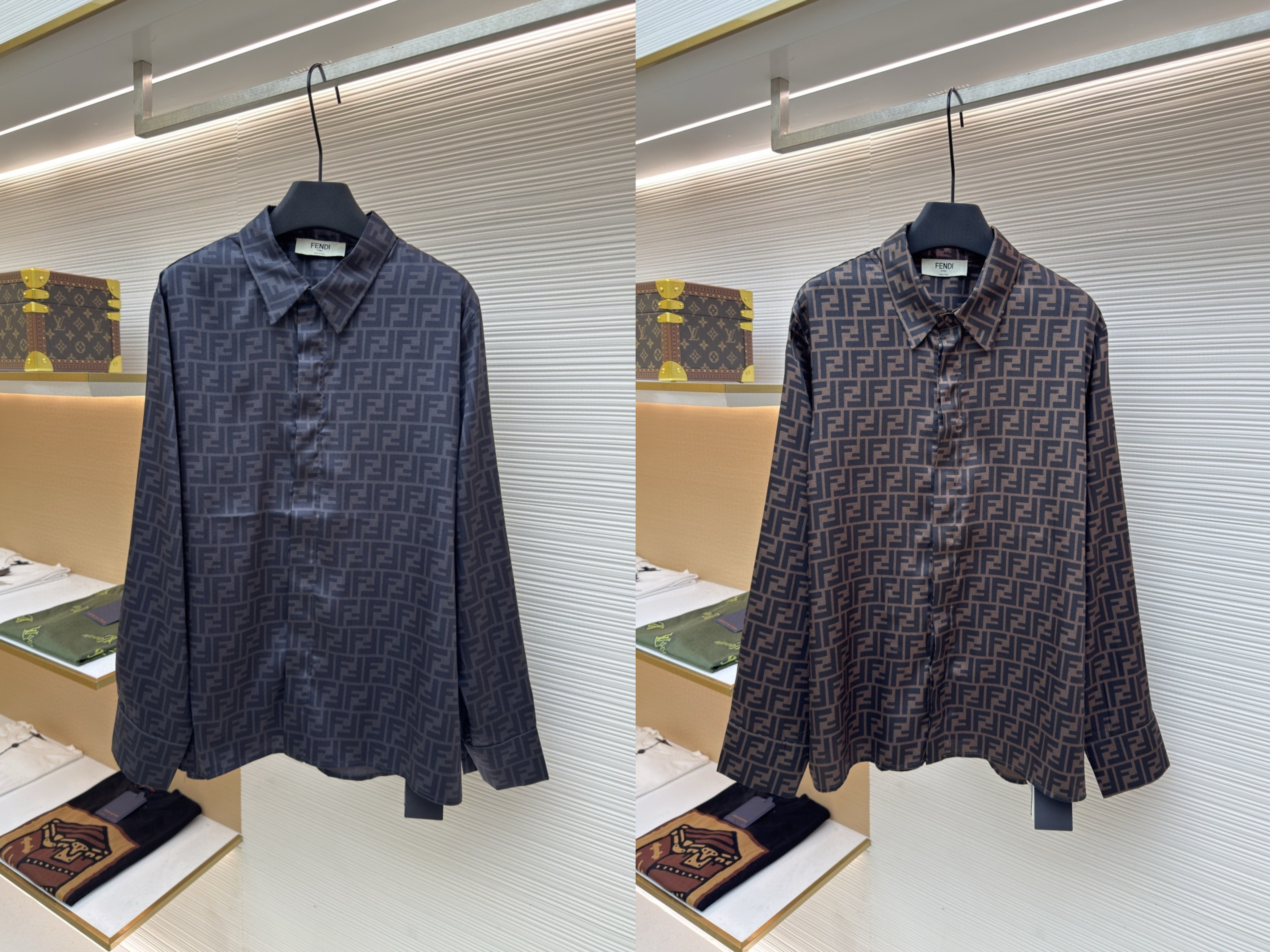 FENDI 芬迪 满印FF衬衫 外套 长袖 黑色 棕色 B0