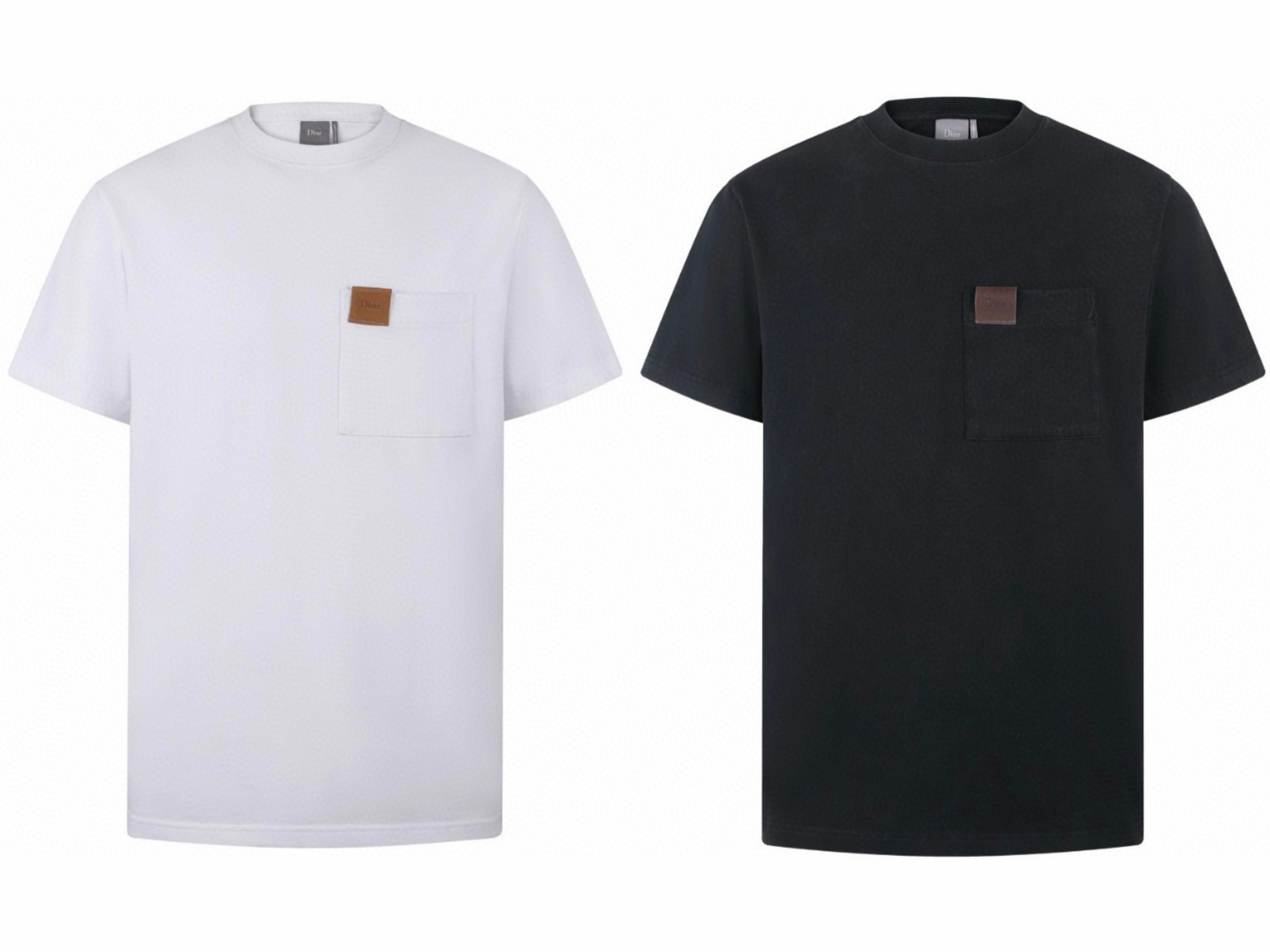 DIOR 迪奥 皮革标志圆领短袖 T恤 夏季 白色 灰色 A0 683J696G3036-C001