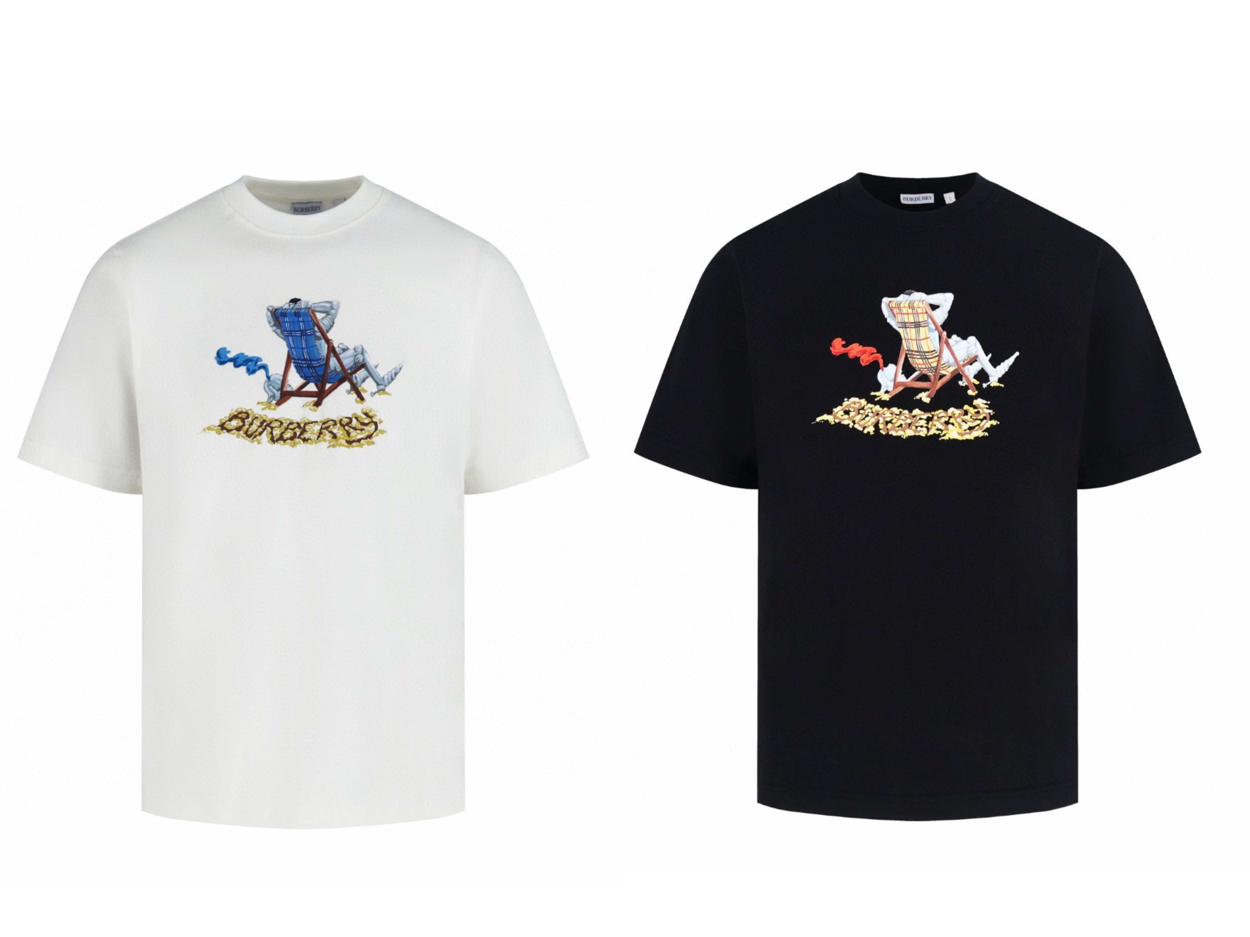 Burberry 巴宝莉 沙滩躺椅格纹元素圆领Tee 短袖 T恤 白色 黑色 A0 81234831