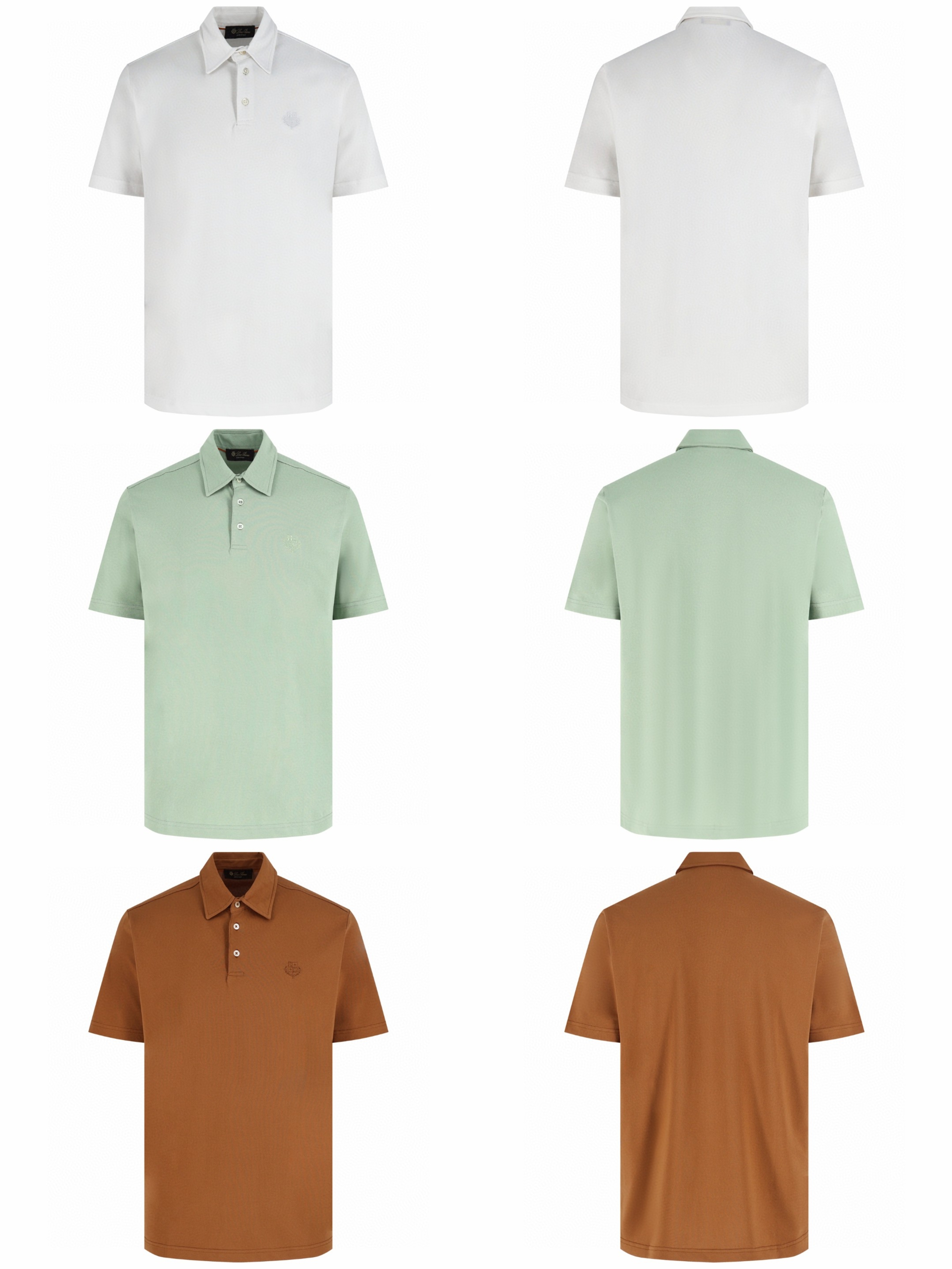 Loro Piana LP 标识刺绣Polo衫 短袖 夏季 白色 绿色 棕色 A2 