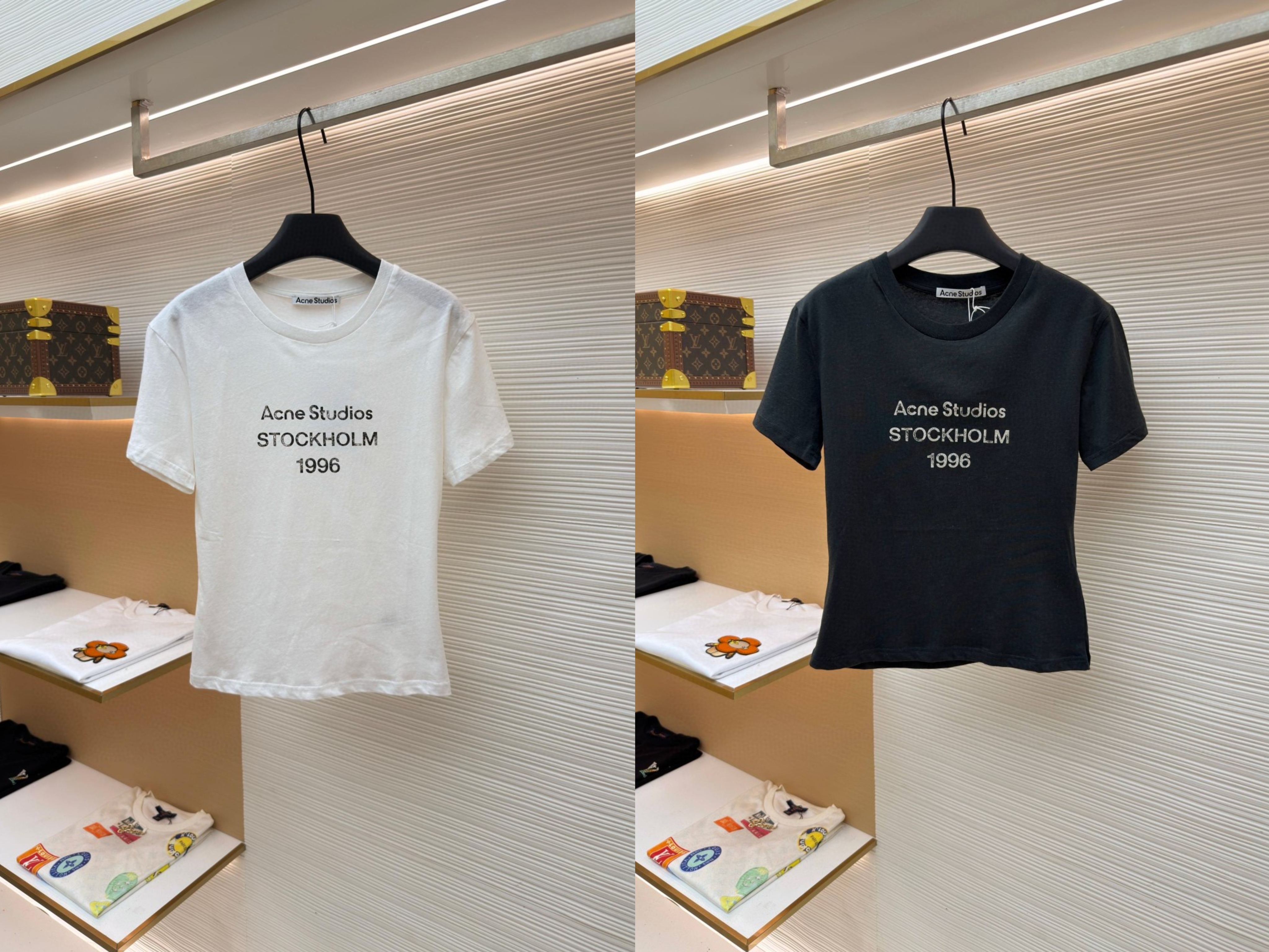 Acne Studios 1996泥染水洗做旧修身圆领T恤 短袖 白色 黑色 女款 A0 