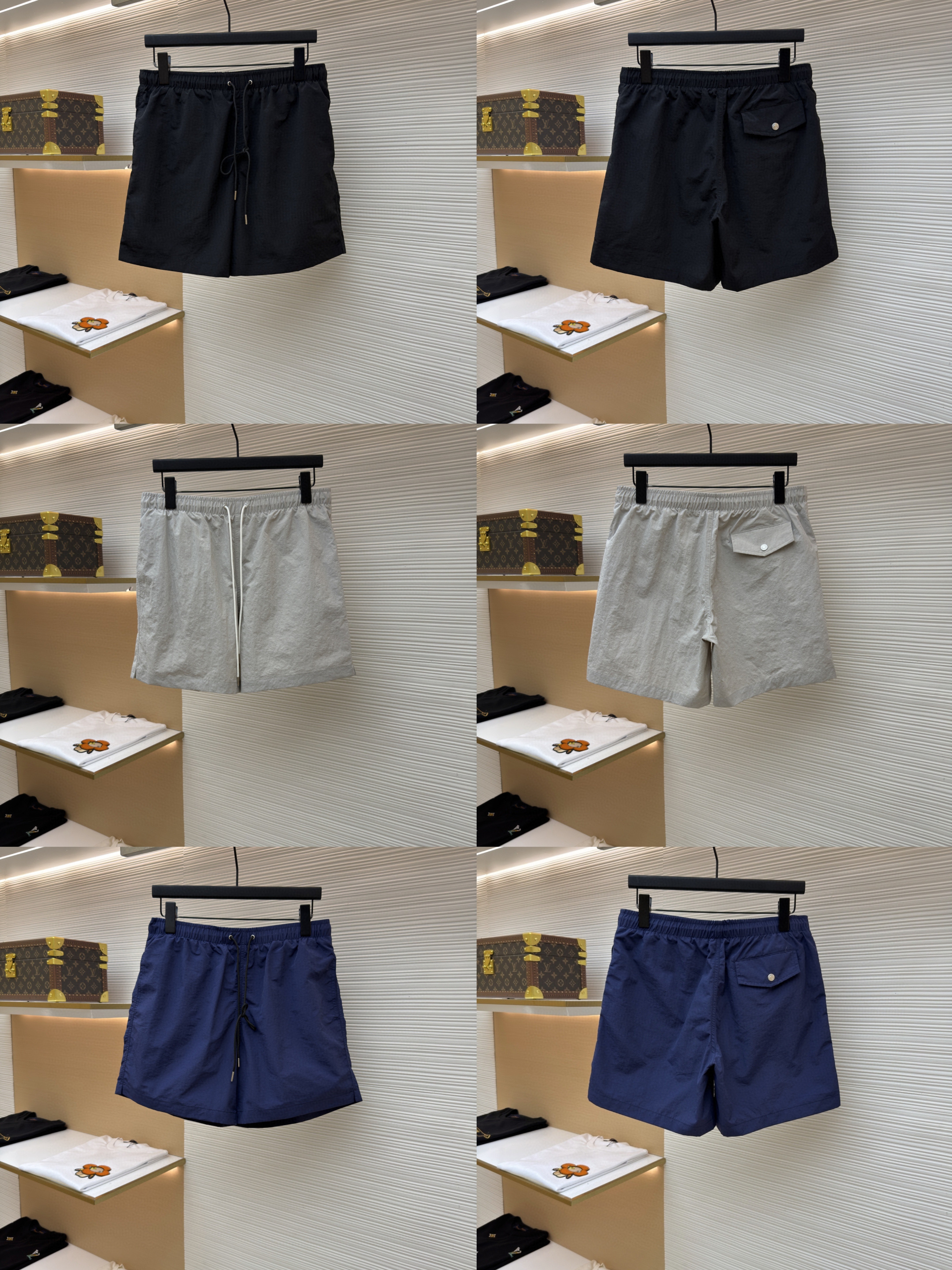 HERMES 爱马仕 遇水显化抽绳速干短裤 休闲裤 裤子 黑色 灰色 藏蓝色 A5