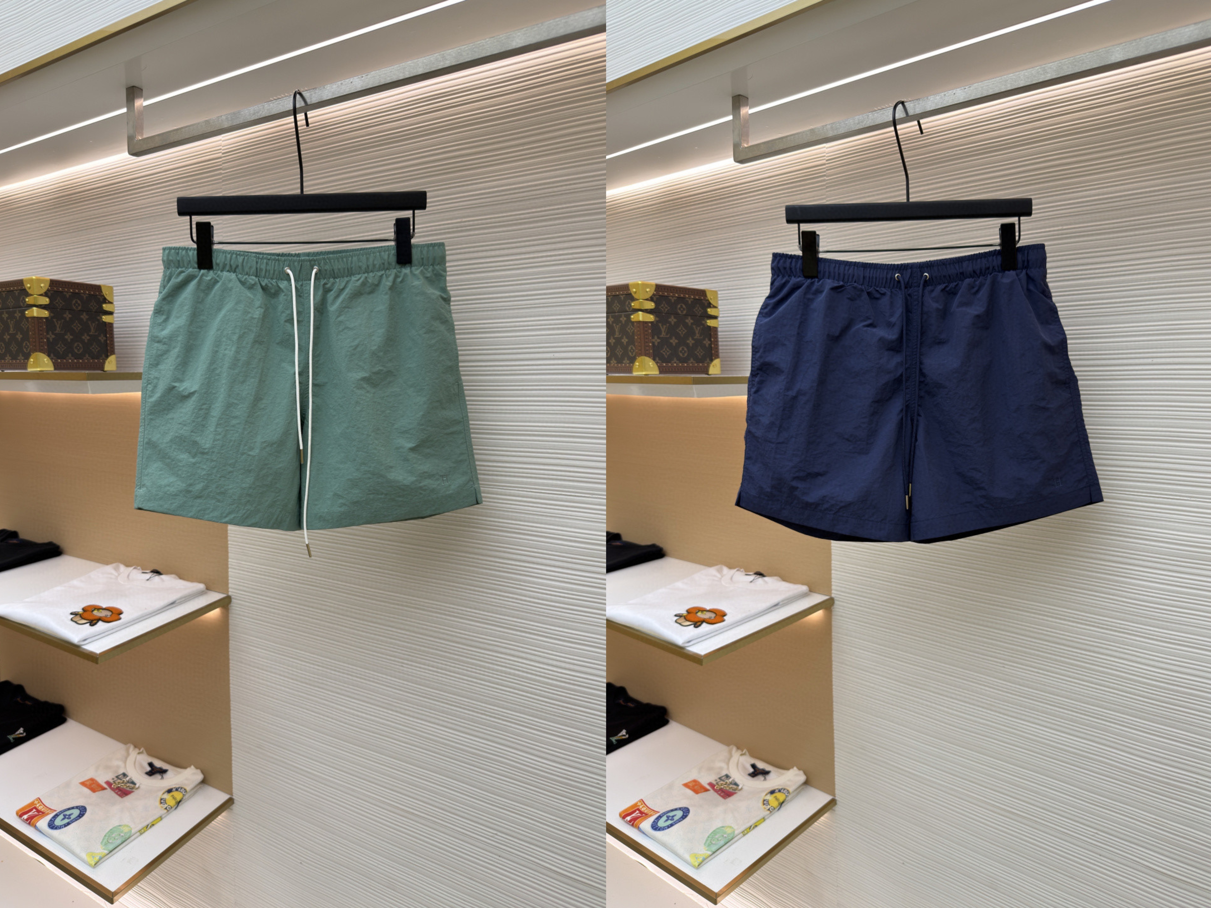 HERMES 爱马仕 纯色抽绳速干短裤 休闲裤 裤子 绿色 藏蓝色 A5