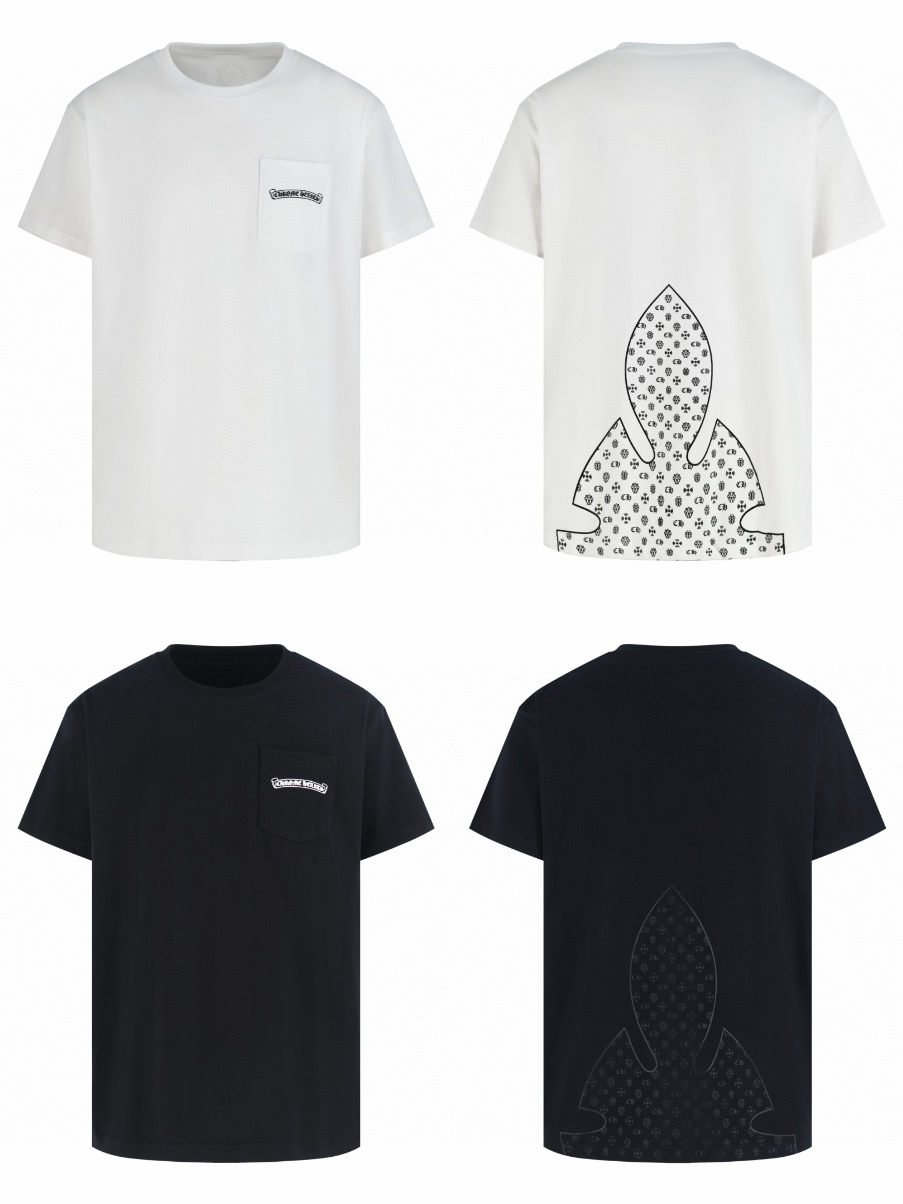 Chrome Hearts CH 克罗心 火焰满印圆领短袖 T恤 白色 黑色 A0  