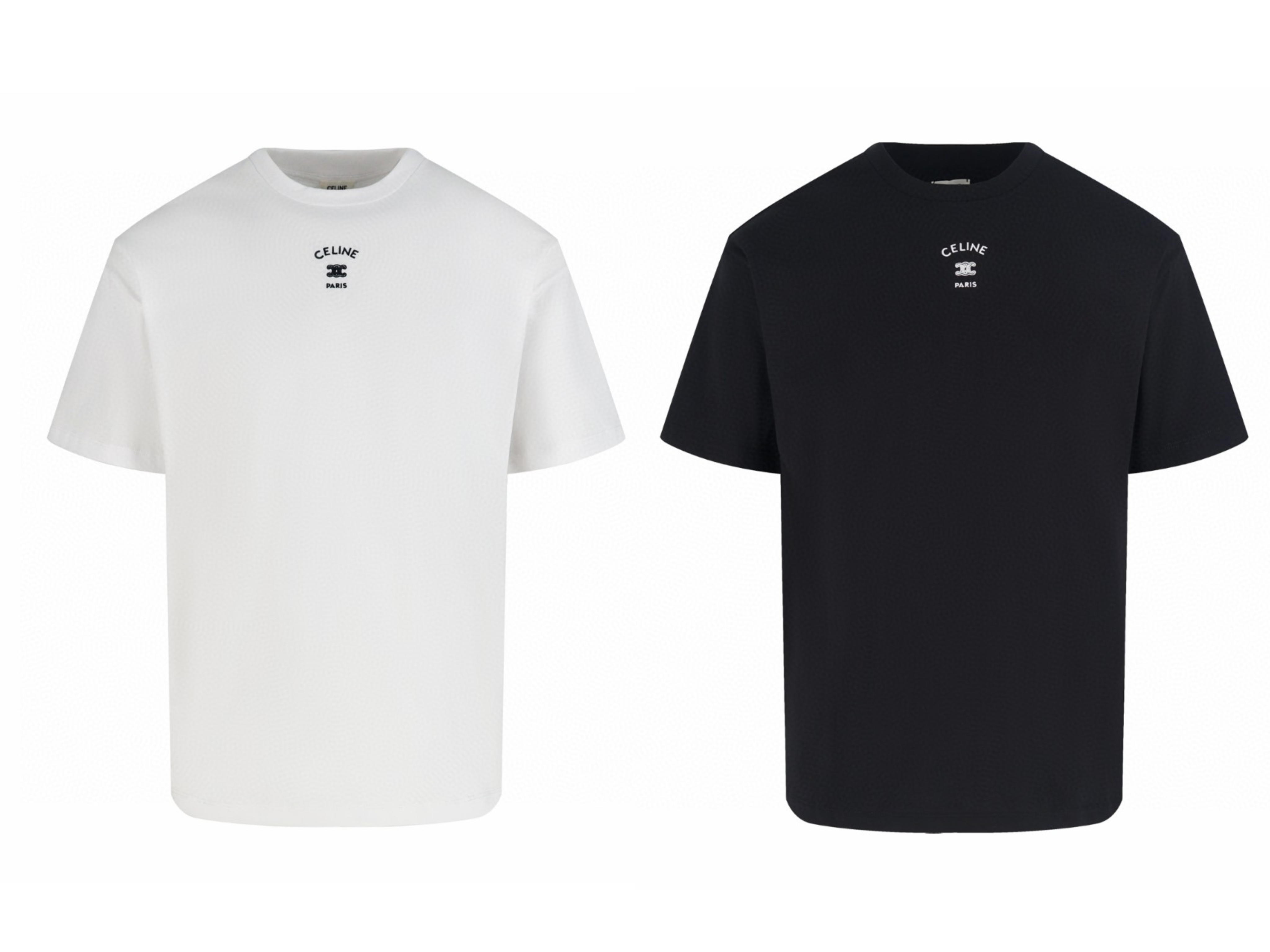 CELINE 赛琳 纯色logo刺绣圆领短袖 T恤 白色 黑色 A0 RX0LA1242-01OK