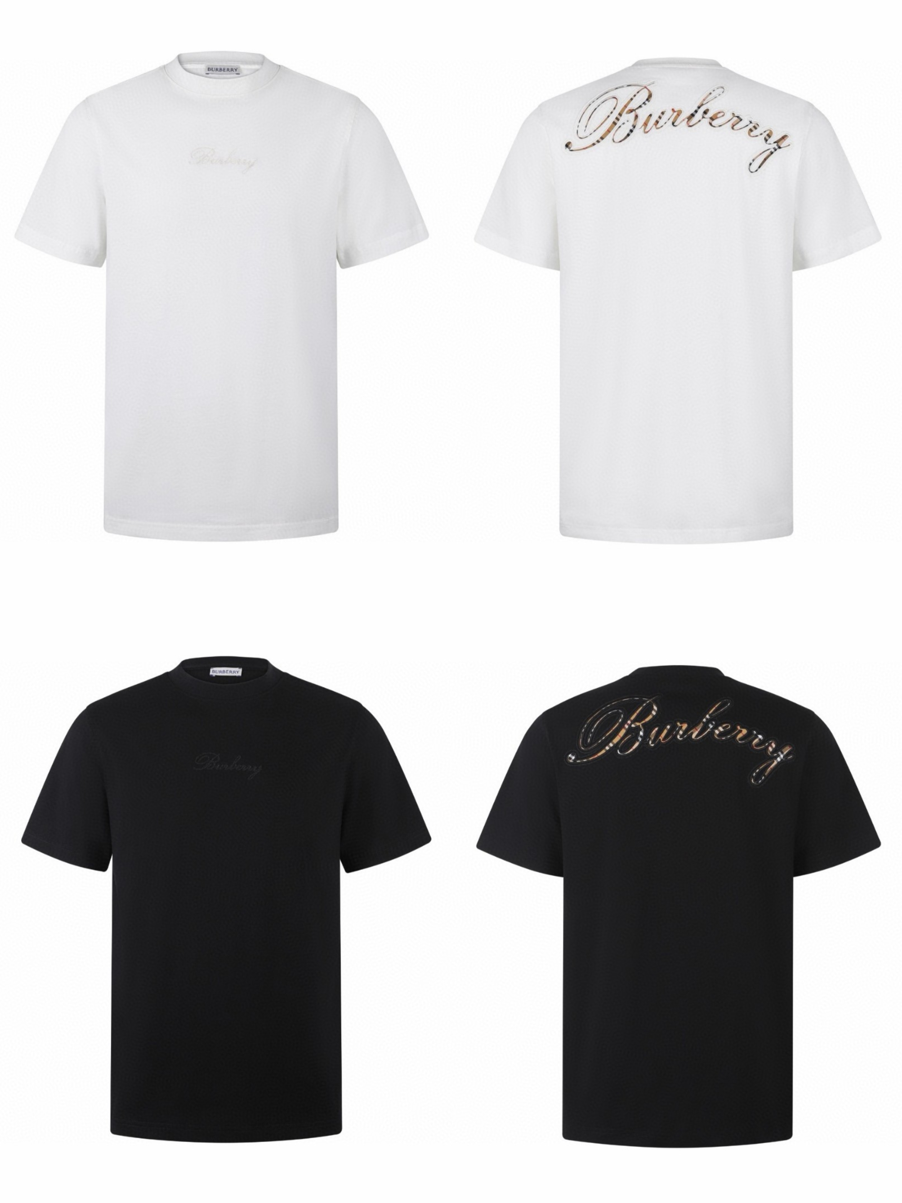 Burberry 巴宝莉 格纹草书风格徽标圆领Tee 短袖 T恤 白色 黑色 A0 81190801