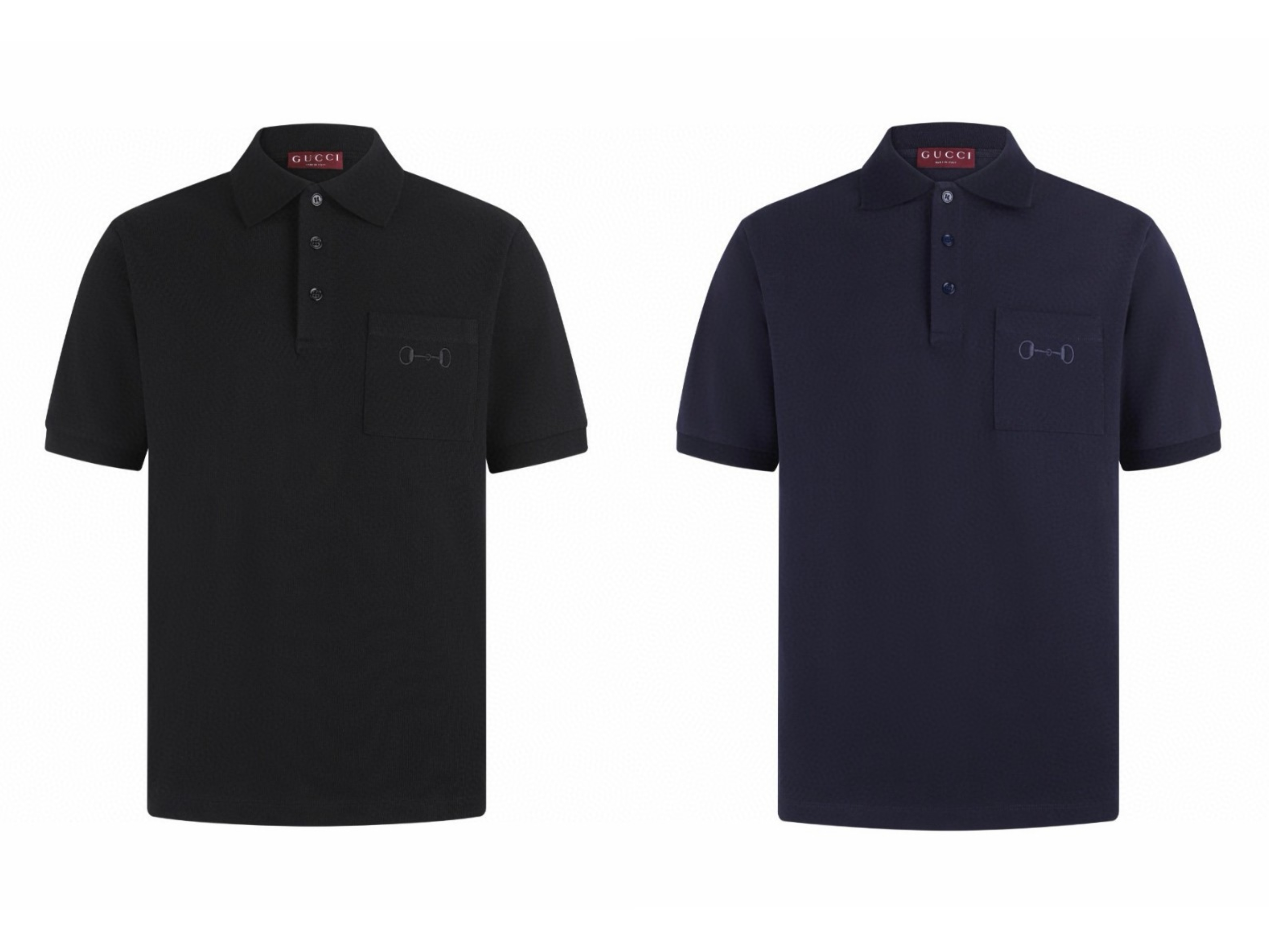 GUCCI 古驰 马鞍扣刺绣珠地棉Polo衫 短袖 夏季 黑色 蓝色 A2 854796-XJHQP-1043