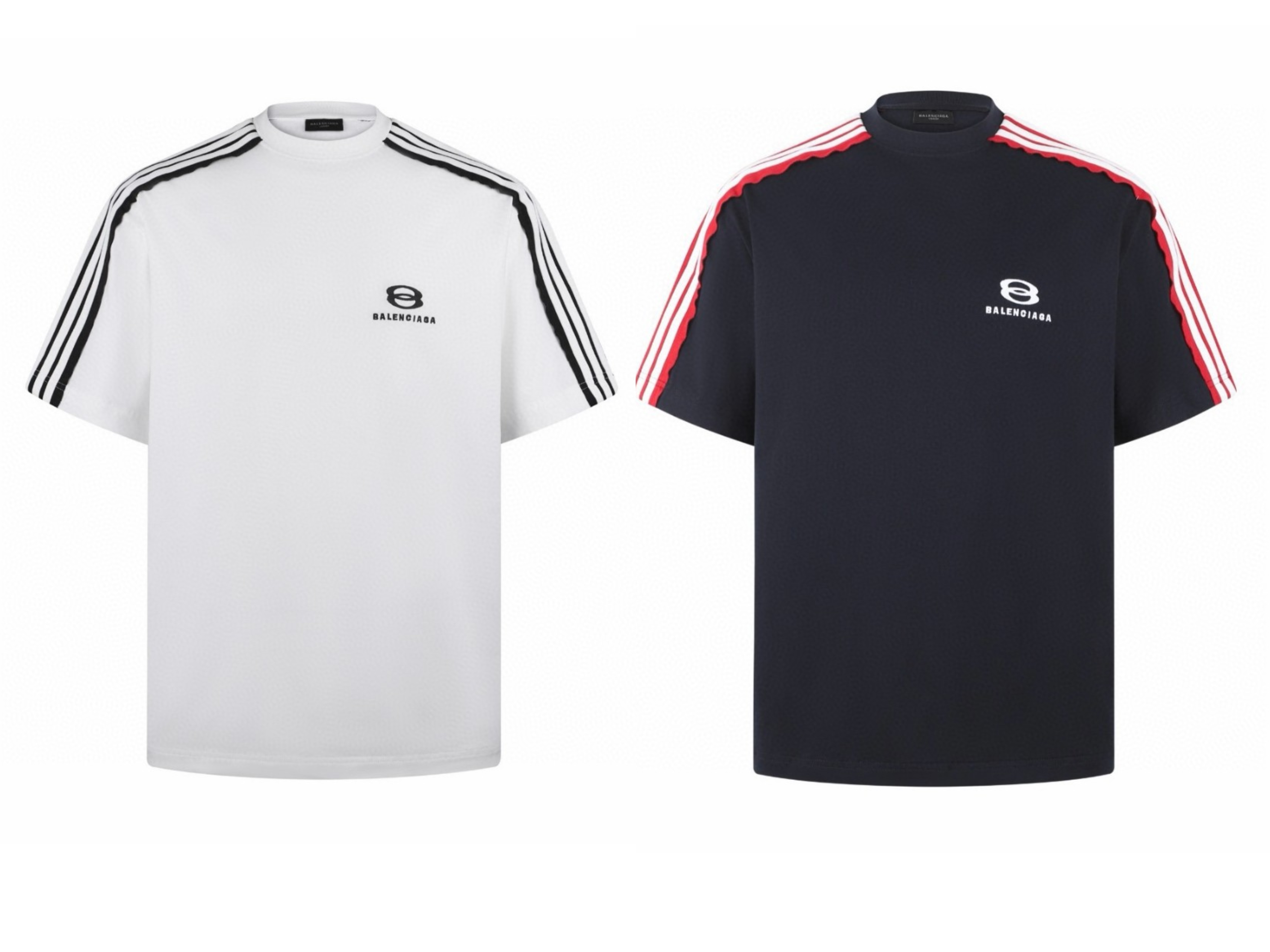 Balenciaga 巴黎世家 双环五条杠圆领短袖 T恤 夏季 白色 黑色 A0 829686TSVH21569