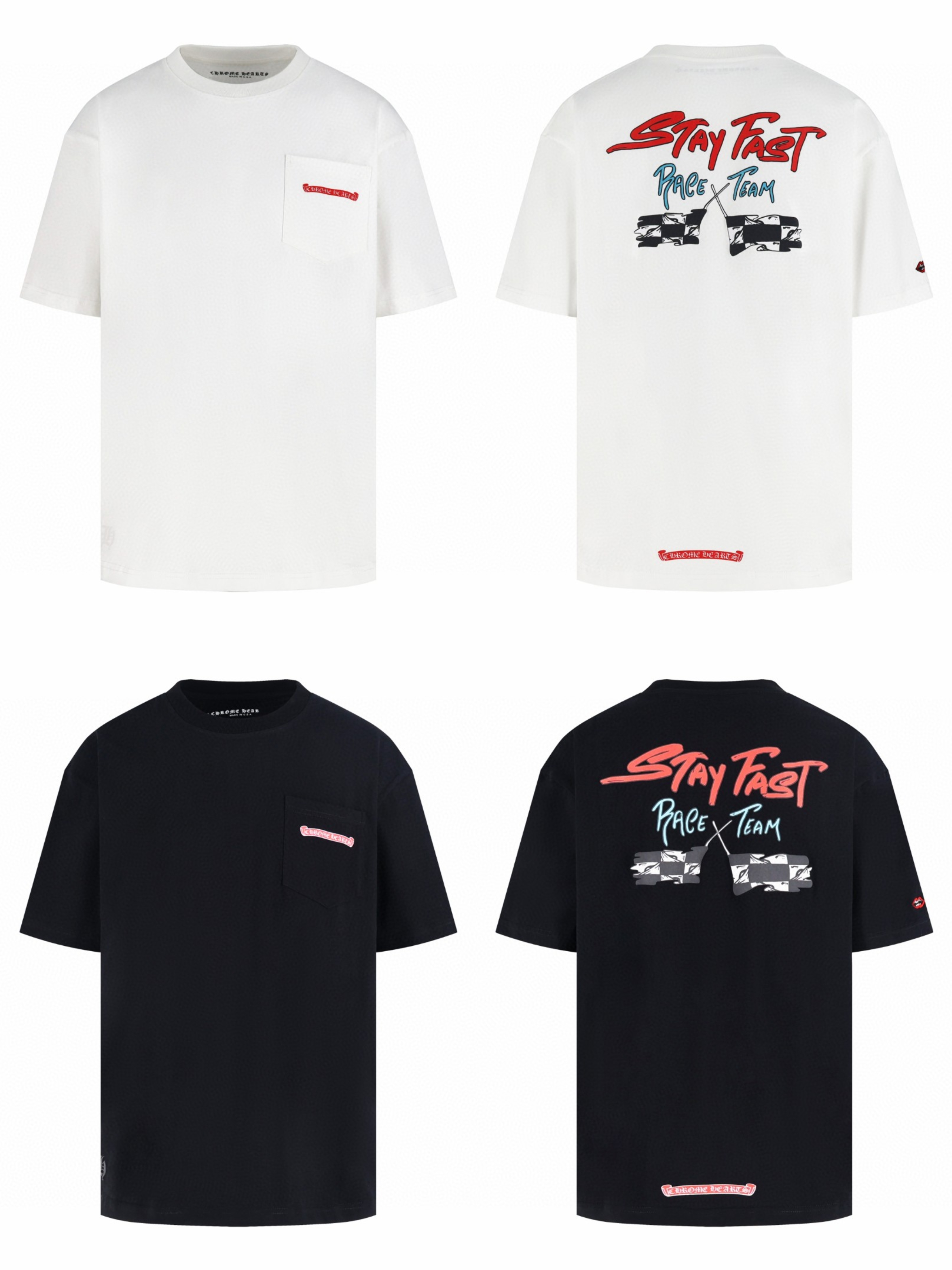 Chrome Hearts CH 克罗心 赛车涂鸦限定圆领短袖 T恤 白色 黑色 A0  